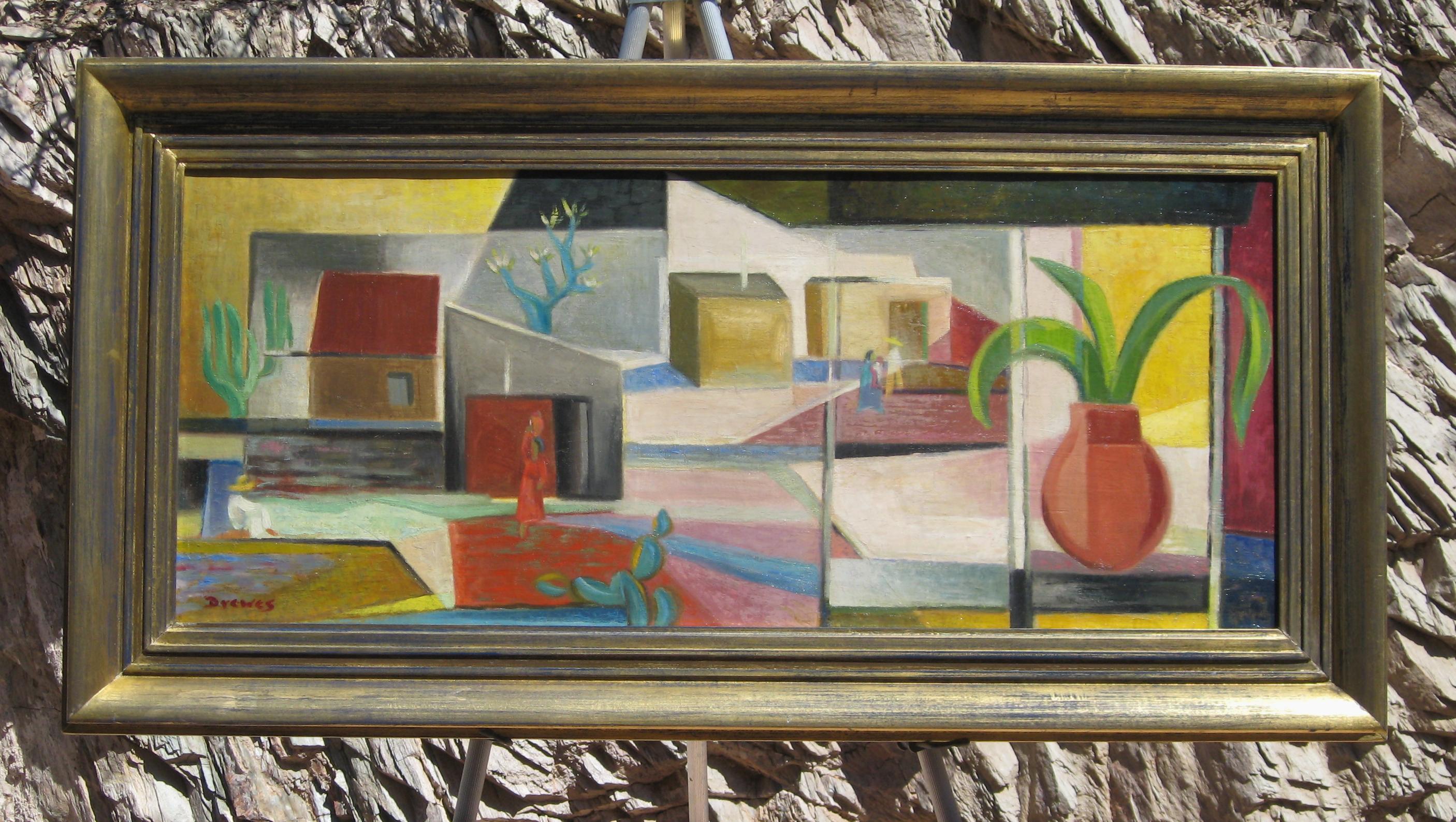 Werner Drewes Pintura modernista americana, tema del suroeste, 1947 en venta 3