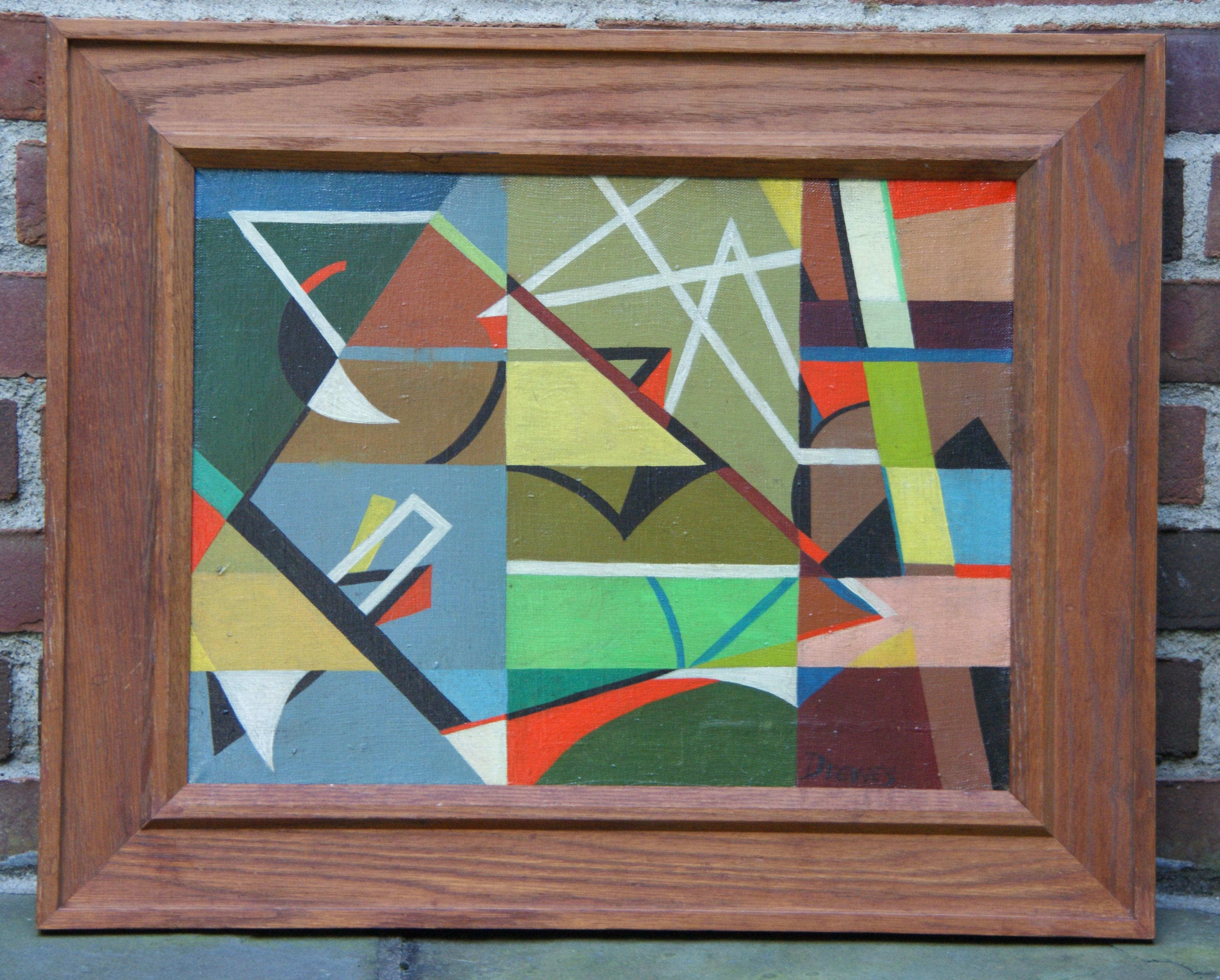 Werner Drewes Abstract Painting – WPA Modern Mid-Century Abstract German American Oil Painting Non Objective
