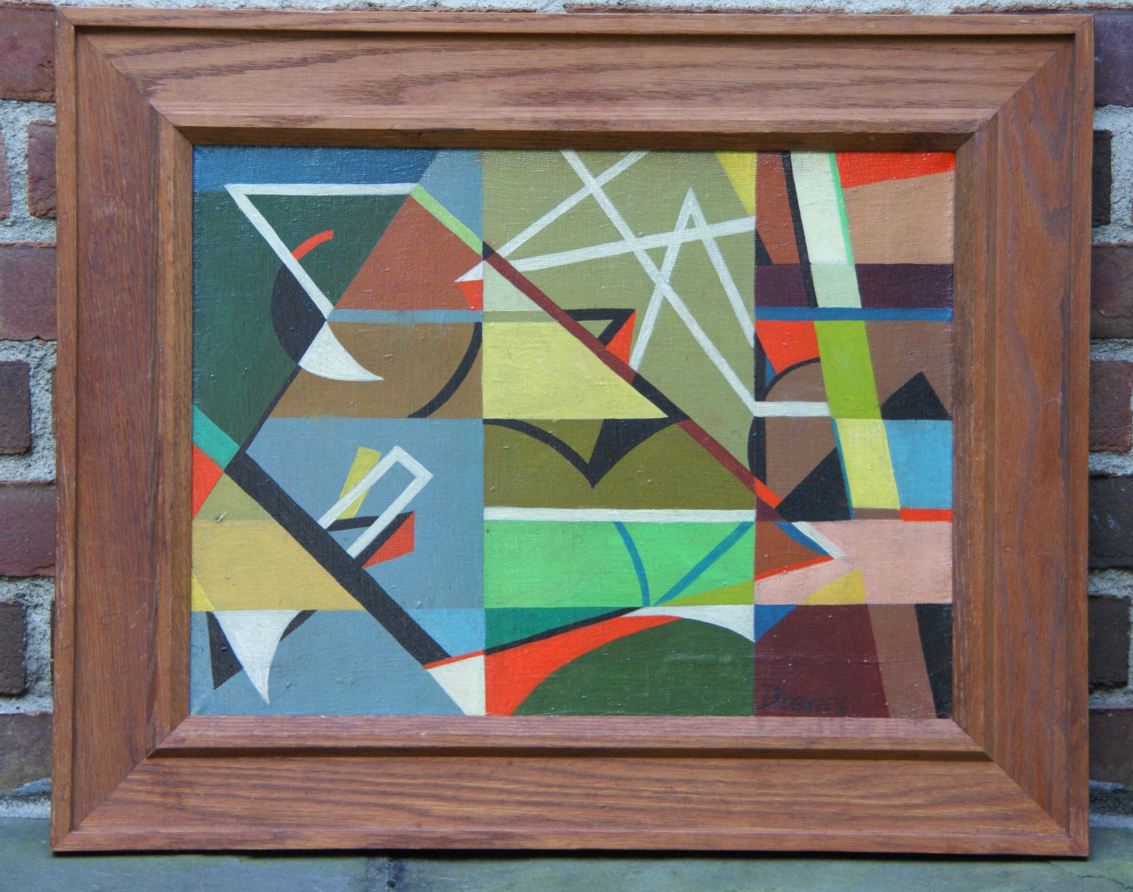 WPA Modern Mid-Century Abstract German American Oil Painting Non Objective 1