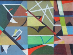 WPA Modern Mid-Century Abstract German American Oil Painting Non Objective