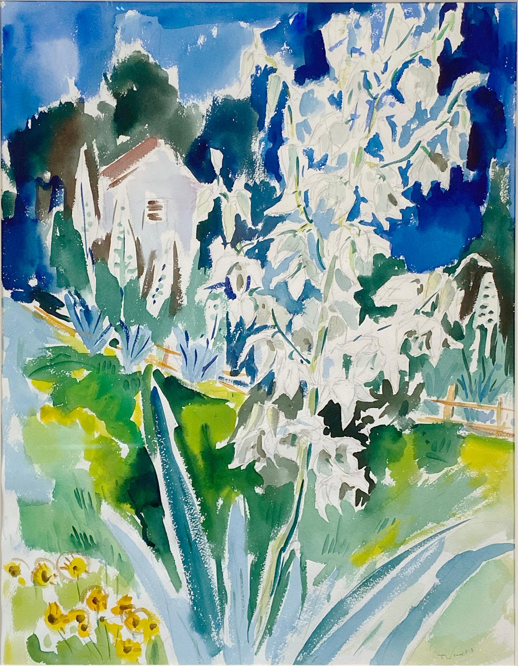 Werner Drewes Still-Life Painting – Yucca Wachsen im Garten