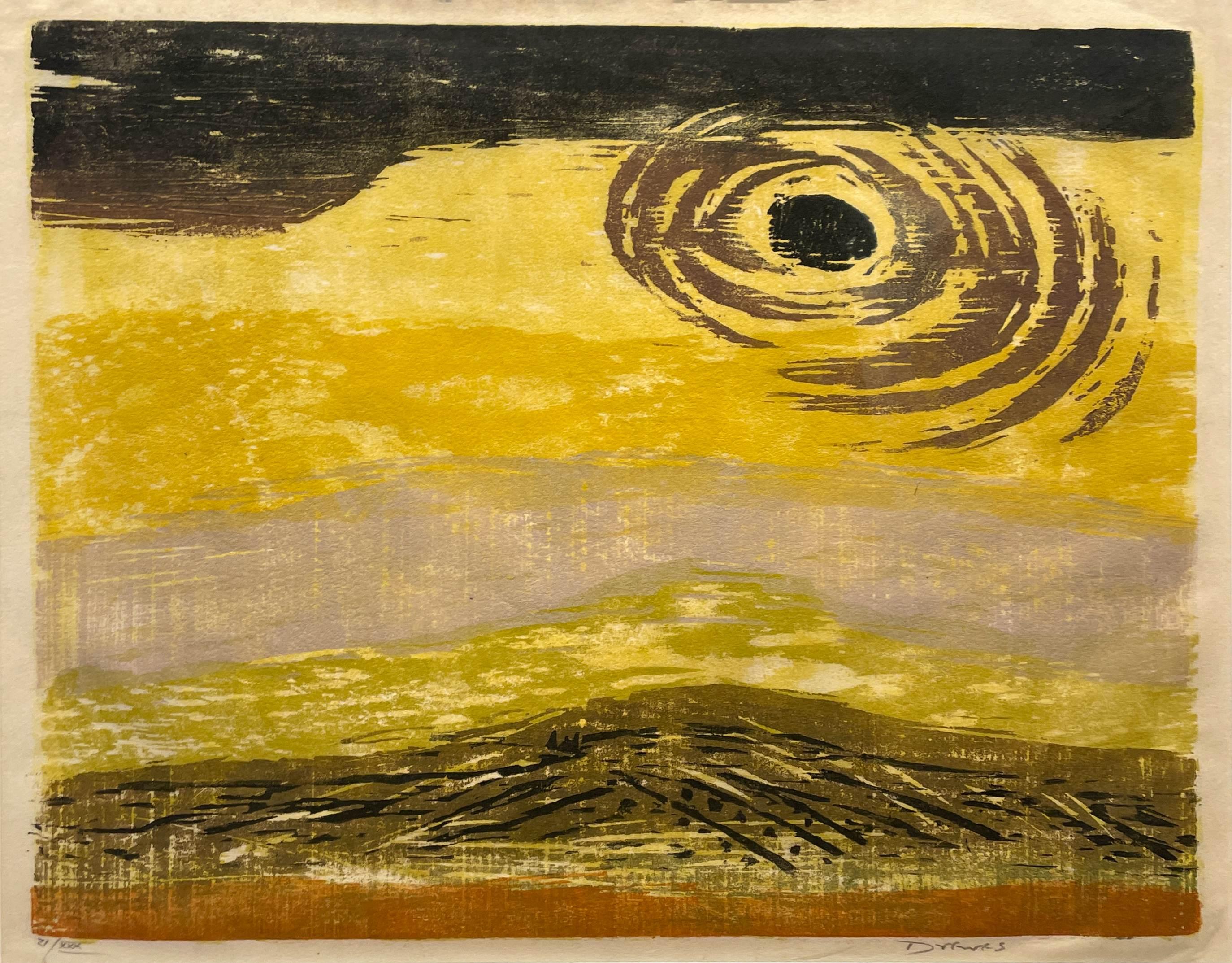 1969 Xilografía, titulada "Cielo andaluz" del maestro de la Bauhaus Werner Drewes