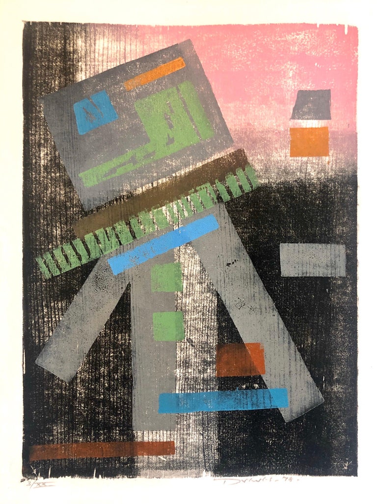 Werner Drewes Bauhaus Abstract Color Woodcut Mechanical Ballet Woodblock Print For Sale At 1stdibs
