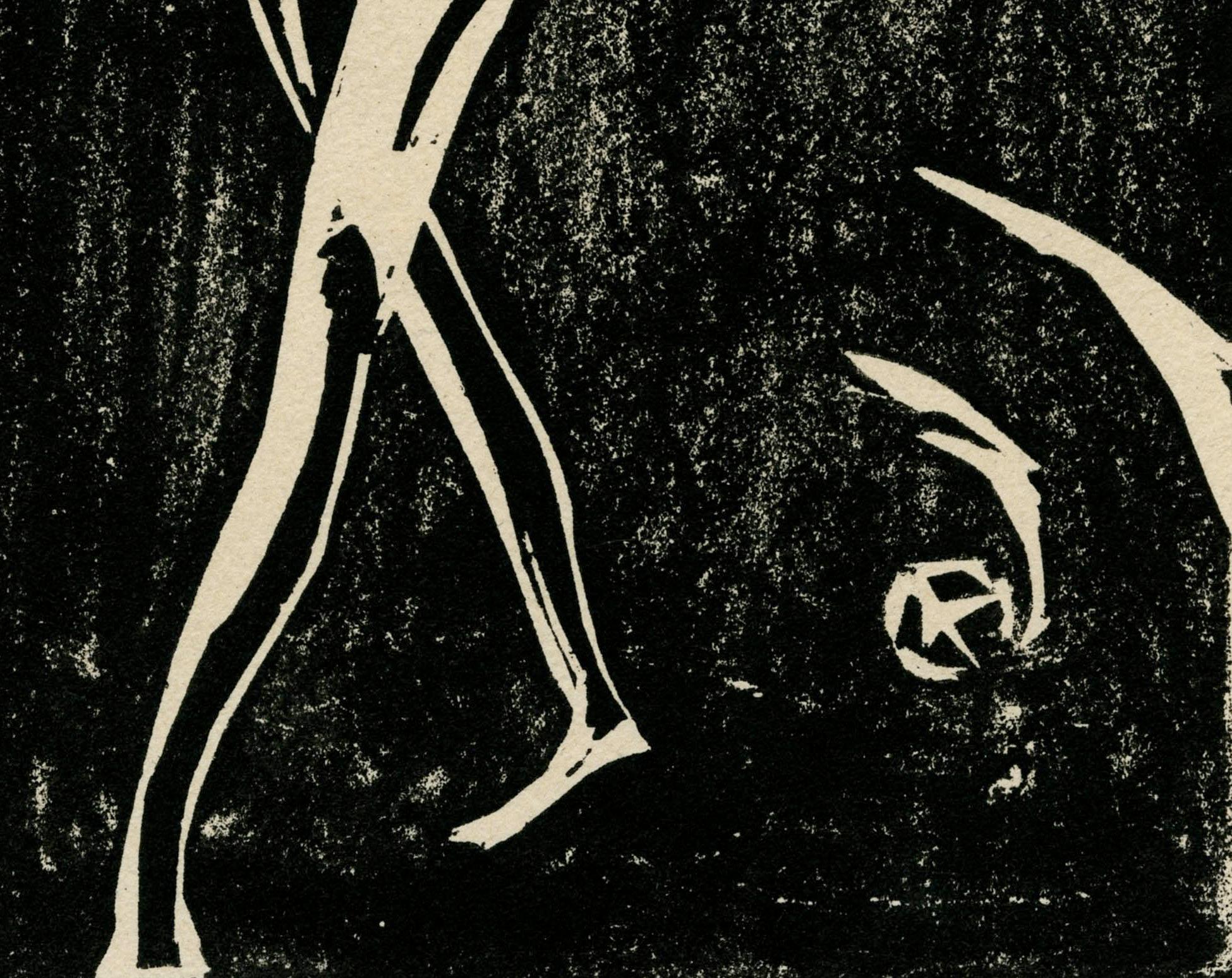Ecce Homo Assiette X
Gravure sur bois, 1921
Signé, titré et daté au crayon par l'artiste (voir photos).
Édition : Une des deux impressions connues
Cette image était inconnue de la catalogueuse Ingrid Rose en 1984 lorsqu'elle a publié le catalogue