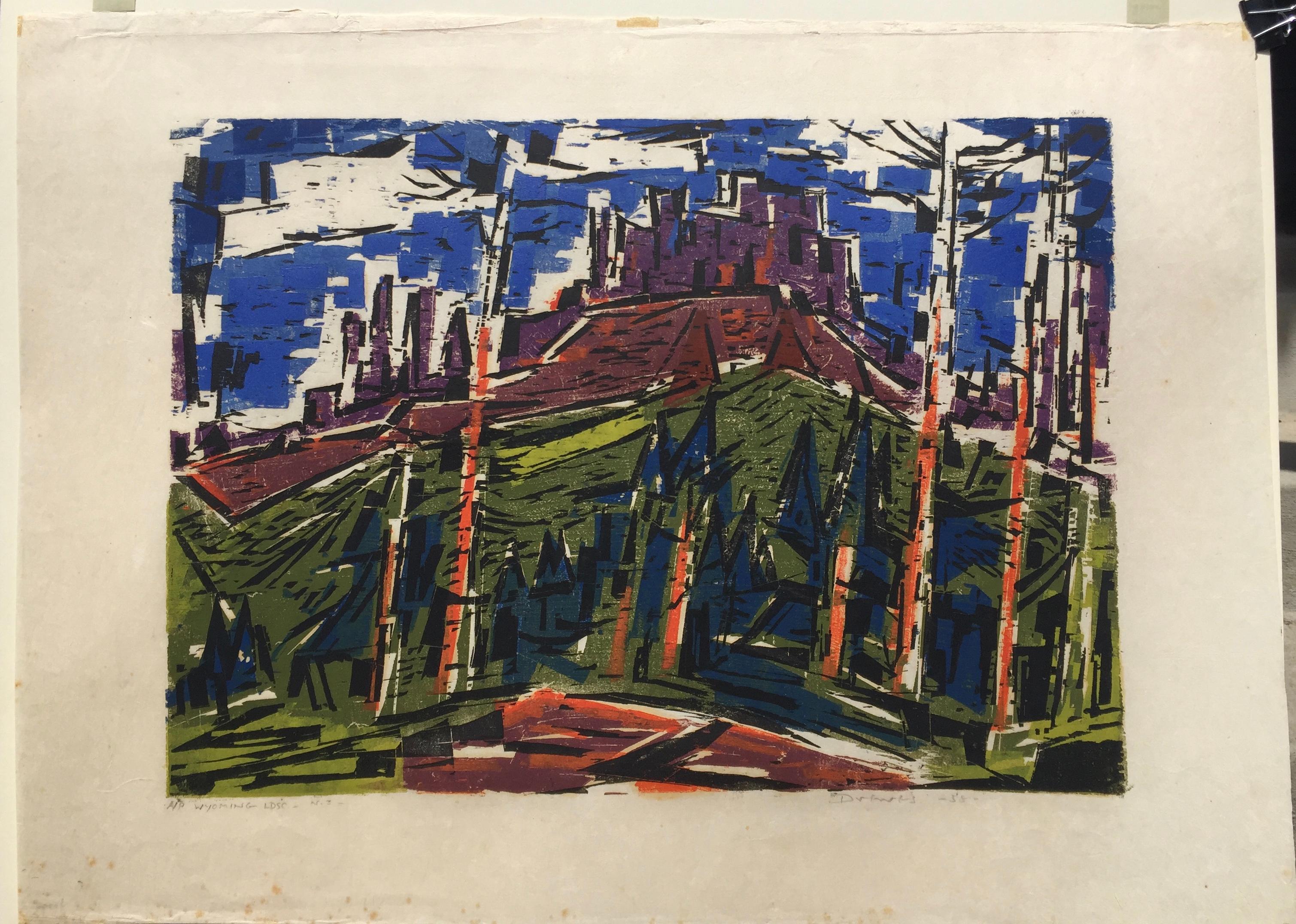 Enorme  - CASTLE ROCK WYOMING (Jackson Hole), - Landscape Print Negro de Werner Drewes