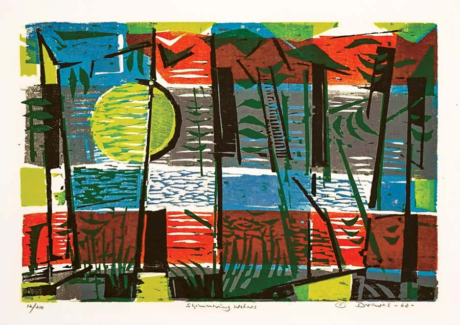 'Shimmering Waters' — Mid-Century Modernist Abstraction