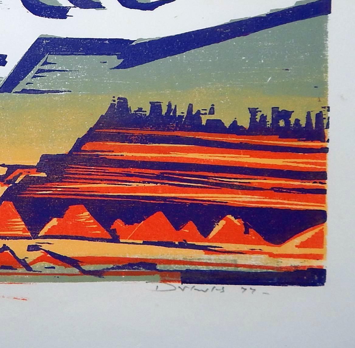 Werner Drewes Bauhaus Artist Color Woodblock, 1977, Nuvola di tempesta bianca in vendita 4