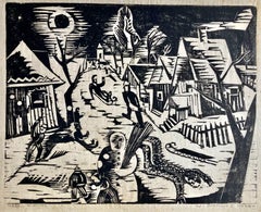 Werner Drewes, Winter, 1933, modernist woodcut