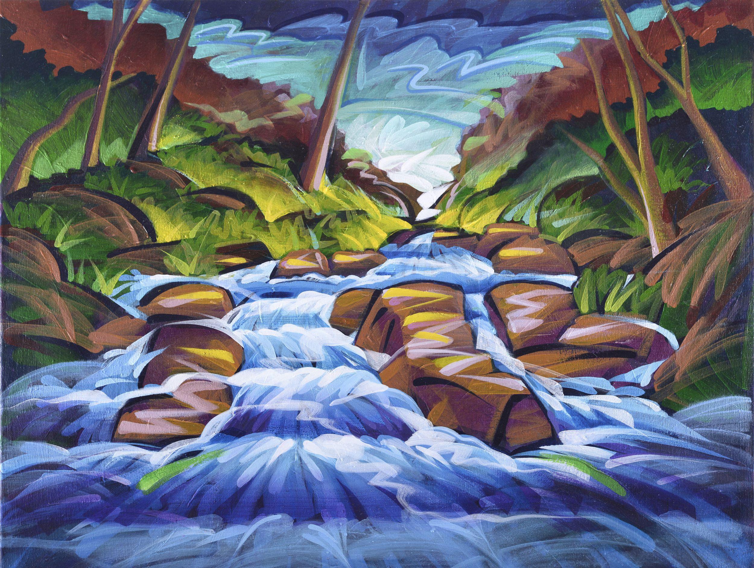 Dunnfield Creek, peinture, acrylique sur toile