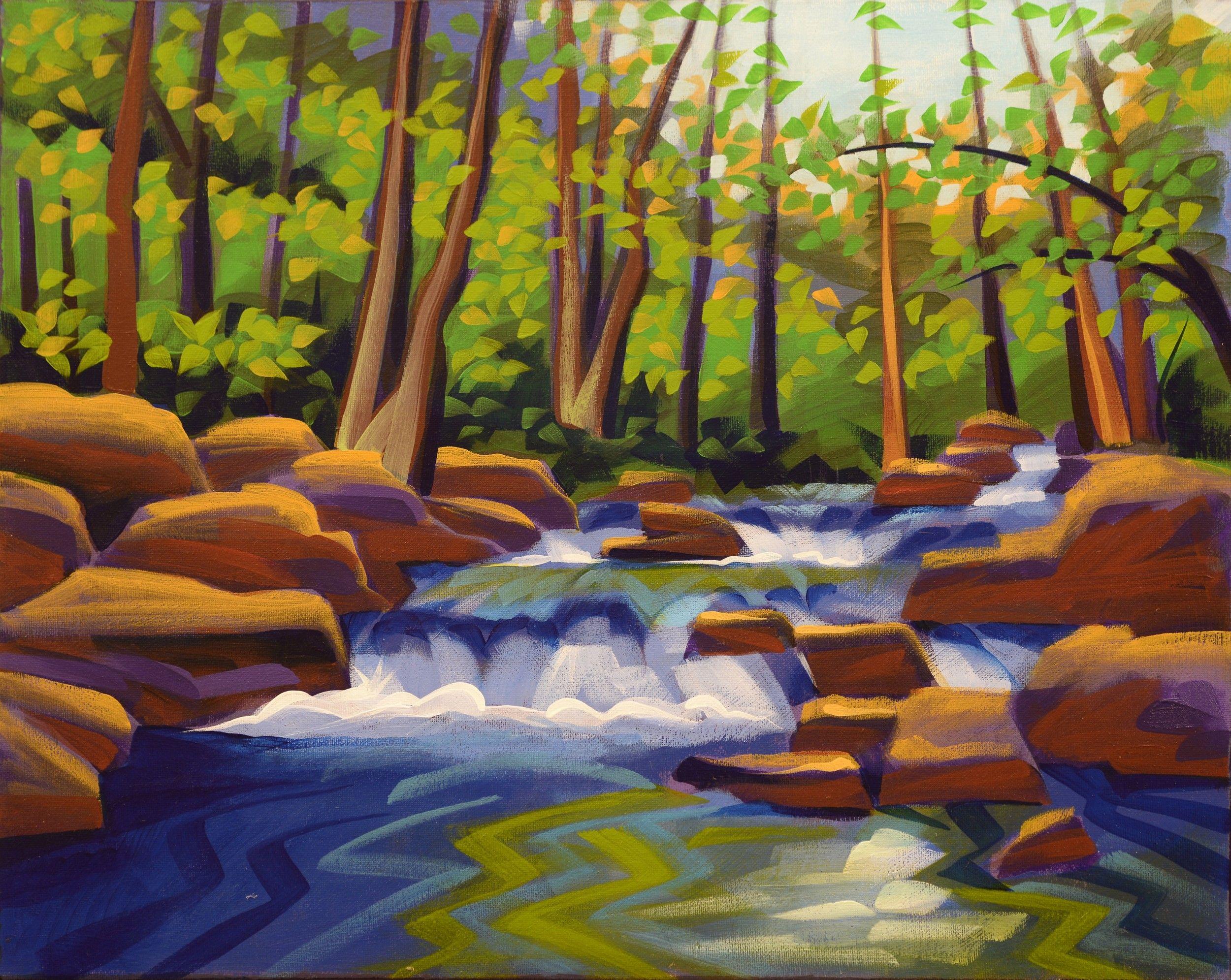 Petit Bushkill Creek, peinture, acrylique sur toile - Painting de Werner Foster