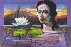 The Lily Pond, peinture, acrylique sur toile