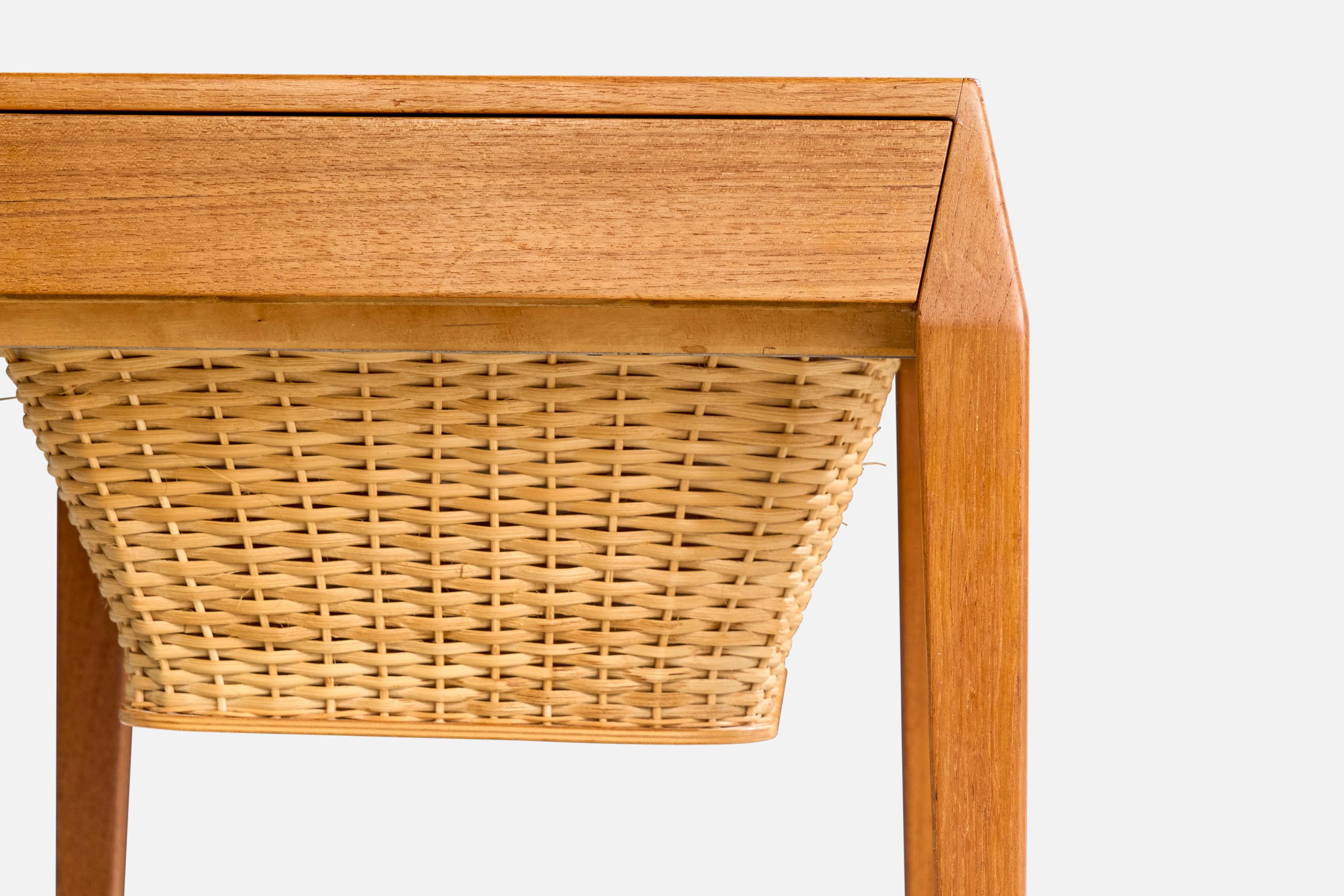 Werner Fredriksen, tables de couture, teck, rotin, Suède, années 1950 en vente 4