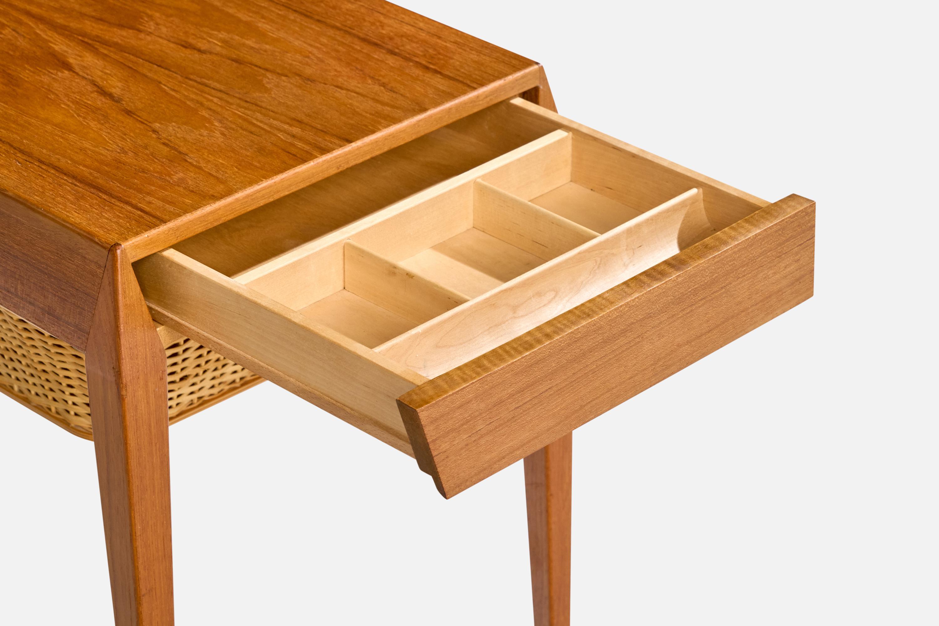 Werner Fredriksen, tables de couture, teck, rotin, Suède, années 1950 en vente 5