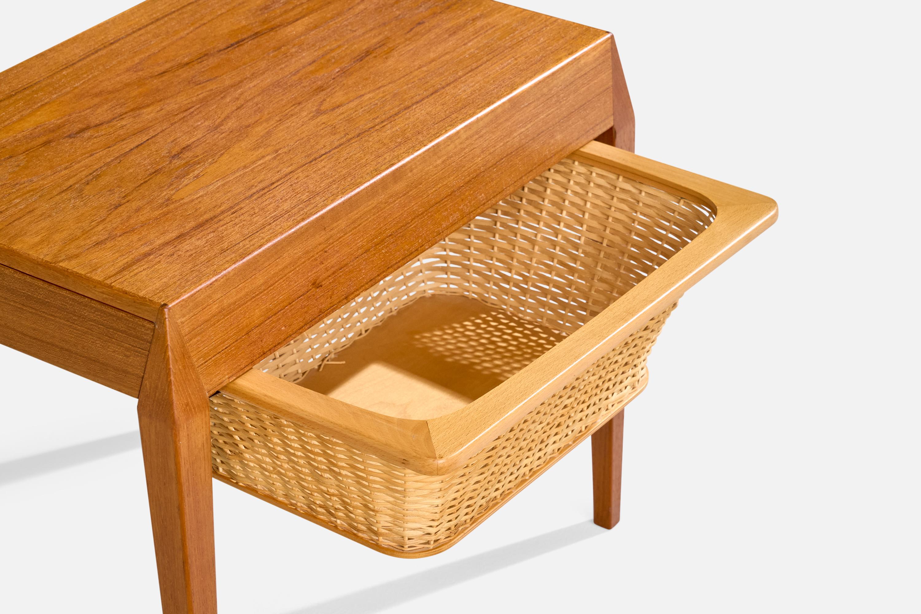 Werner Fredriksen, tables de couture, teck, rotin, Suède, années 1950 en vente 6