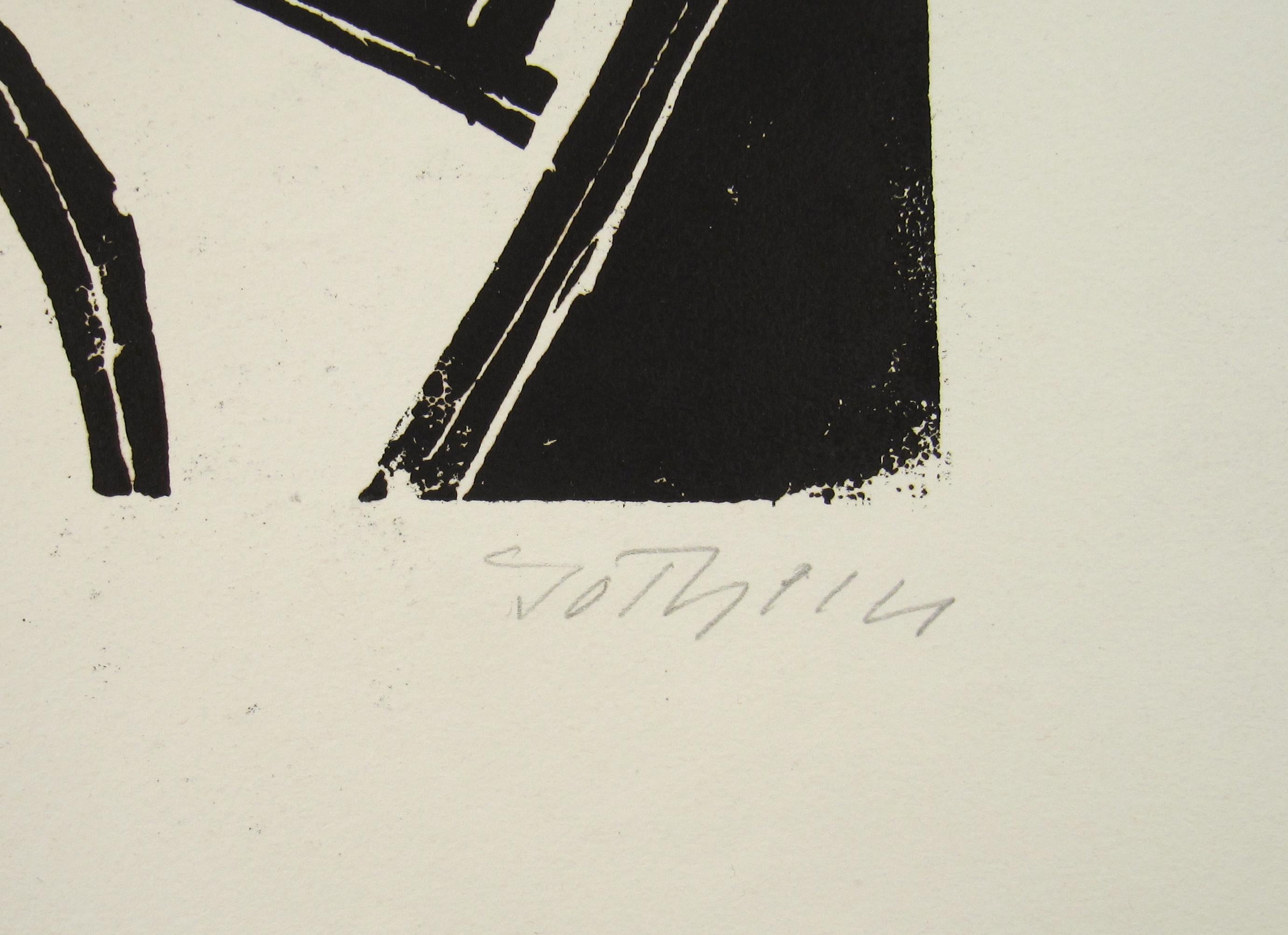 Werner Gothein ( 1890 - 1968 ) Drei Männer Xilografia espressionista Germania 1925 ca. 4