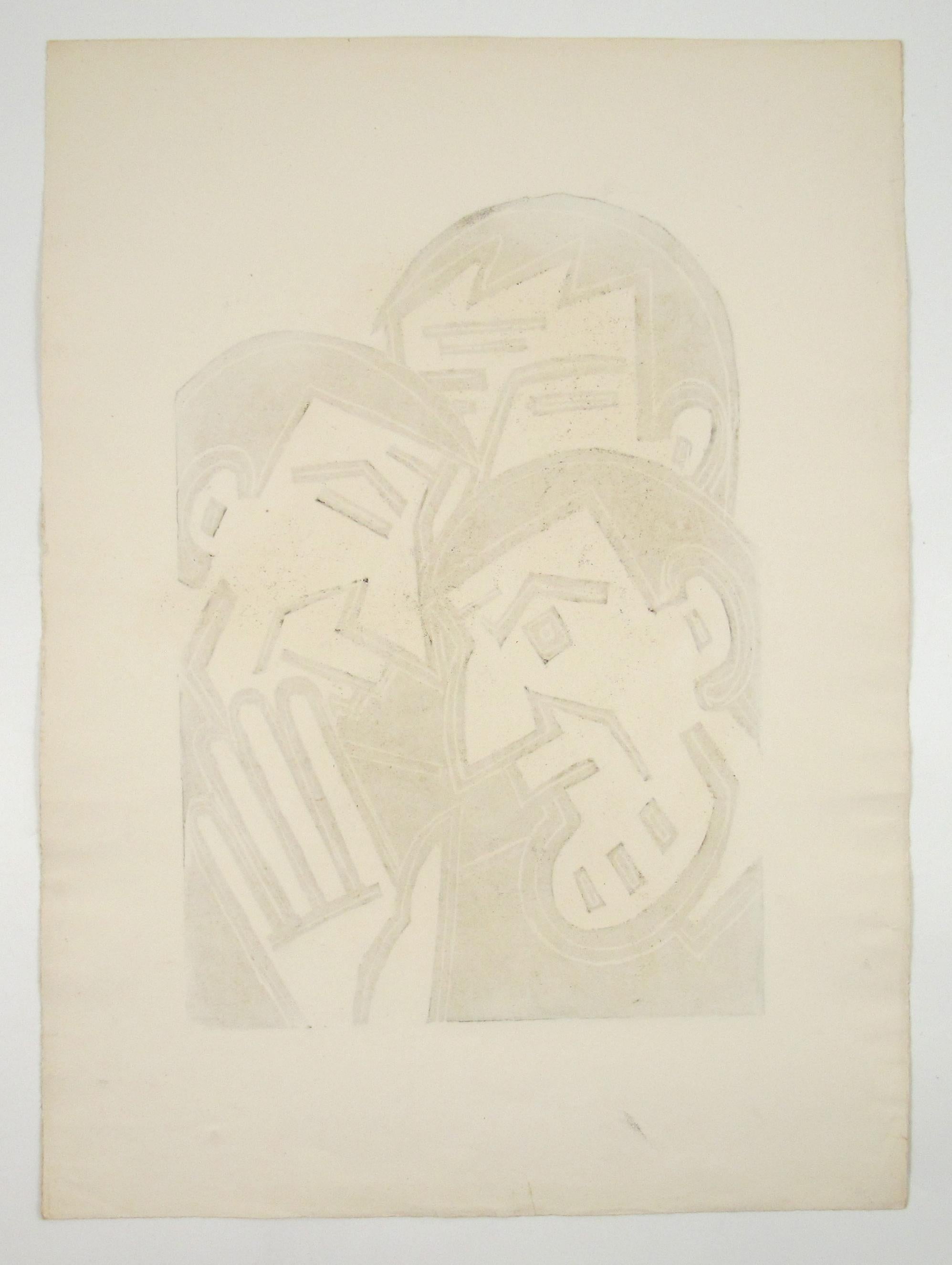 Werner Gothein ( 1890 - 1968 ) Drei Männer Xilografia espressionista Germania 1925 ca. 6