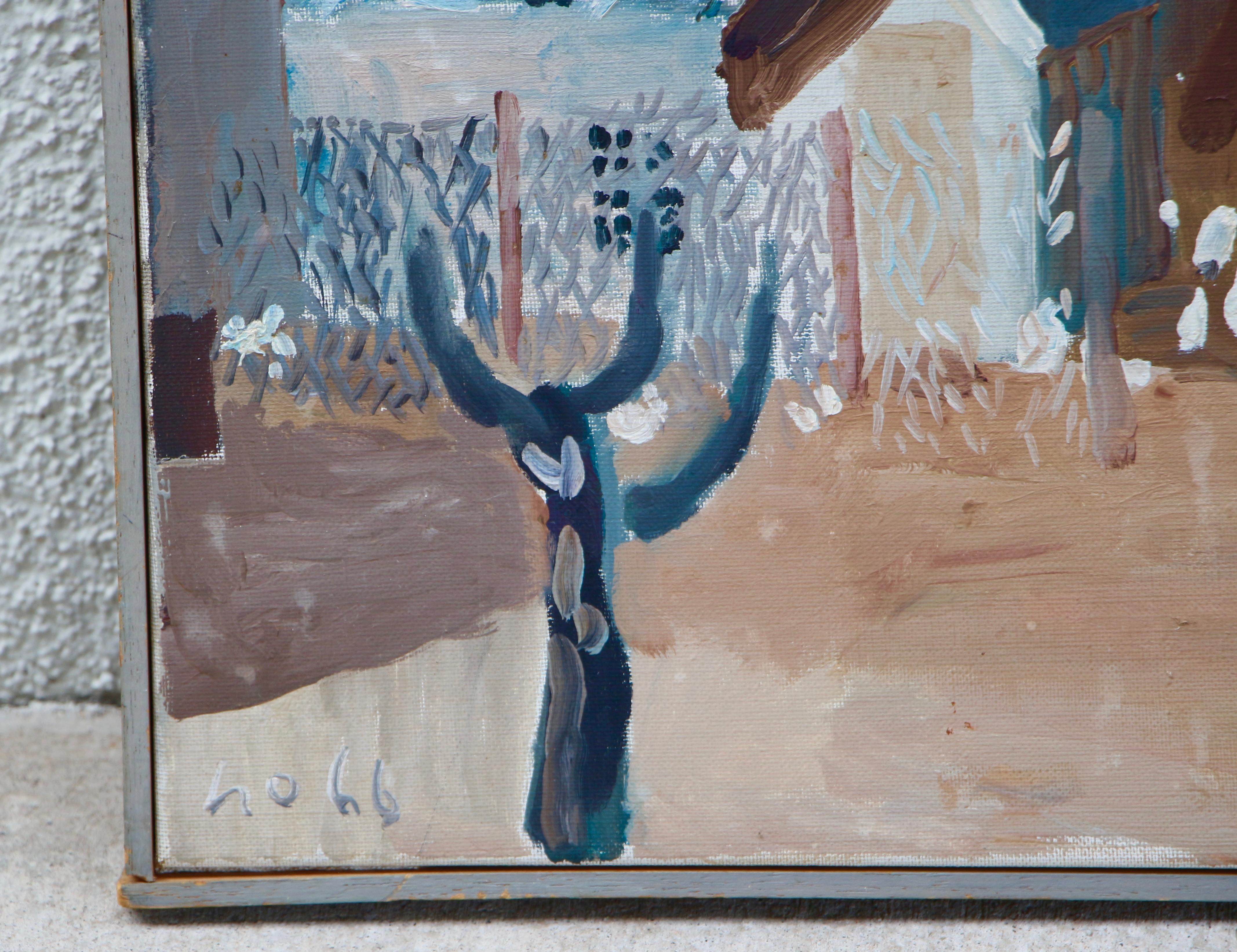 Werner Holenstein 1966 Painting on Linen In Good Condition For Sale In Palm Springs, CA