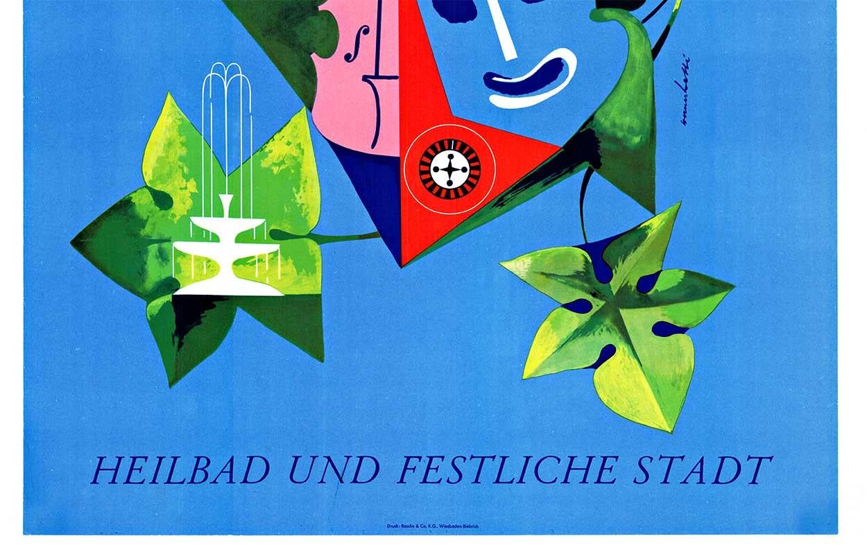 Original Wiesbaden (Allemagne) vintage thermal et festival city vintage poste - Art déco Print par Werner Labbe