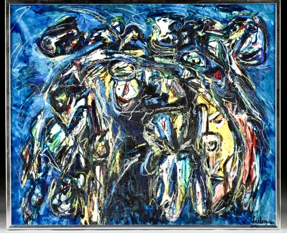 Großes deutsches abstrakt-expressionistisches Ölgemälde Werner Liebmann, Neo-Fischuarismus   im Angebot 1