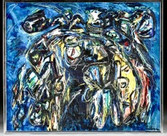 Large German Neo Figuarist Abstract Expressionist Oil Painting Werner Liebmann