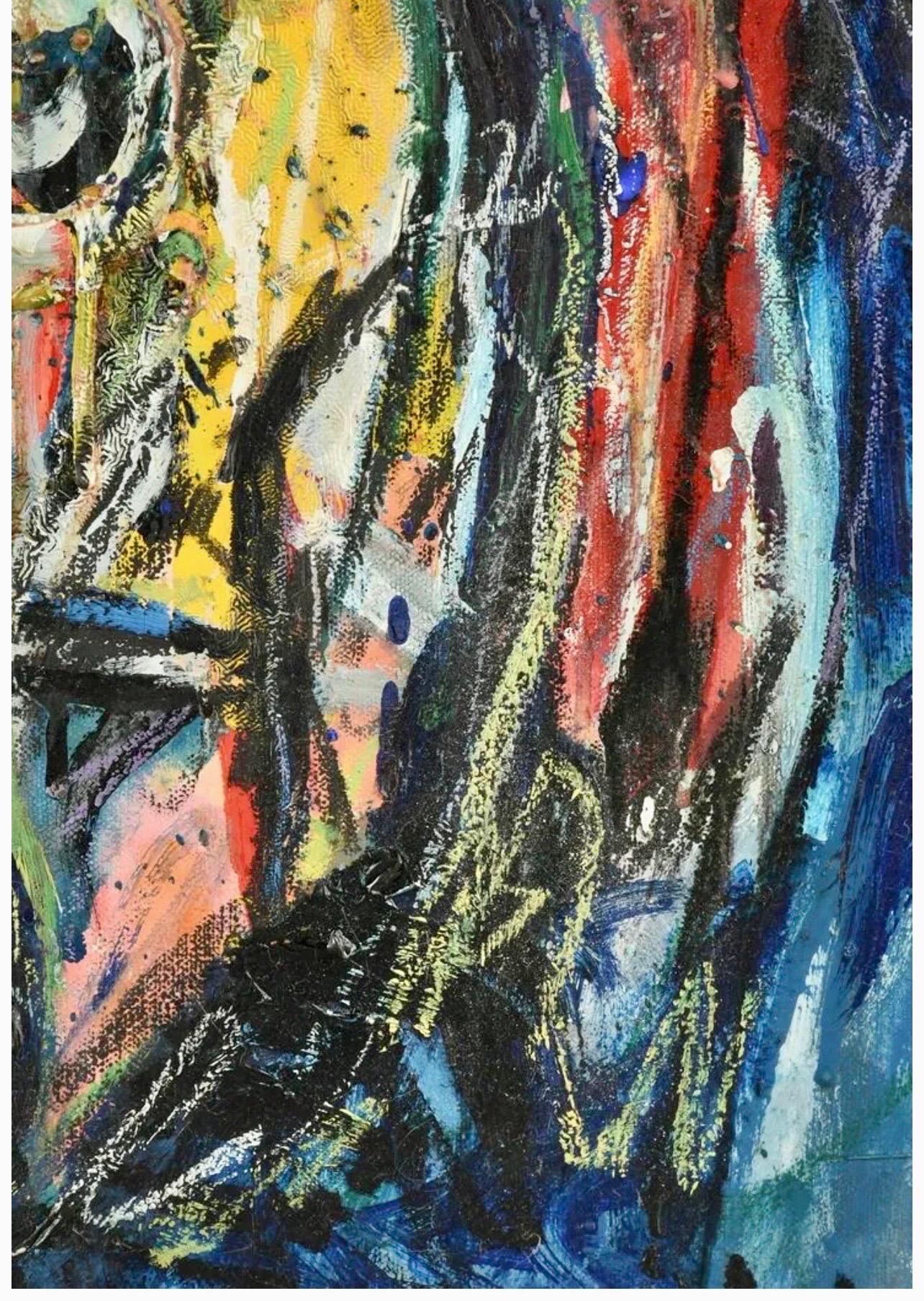 Großes deutsches neofiguristisches abstraktes expressionistisches Ölgemälde Werner Liebmann im Angebot 3