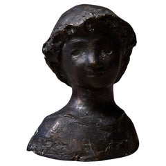 Werner Meurer Busto di bronzo di un ragazzo, fusione limitata tedesca metà del XX secolo