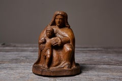 Werner Meurer Unique Wood Sculpture of a Mother and Child, 1980 Exhibition Piece