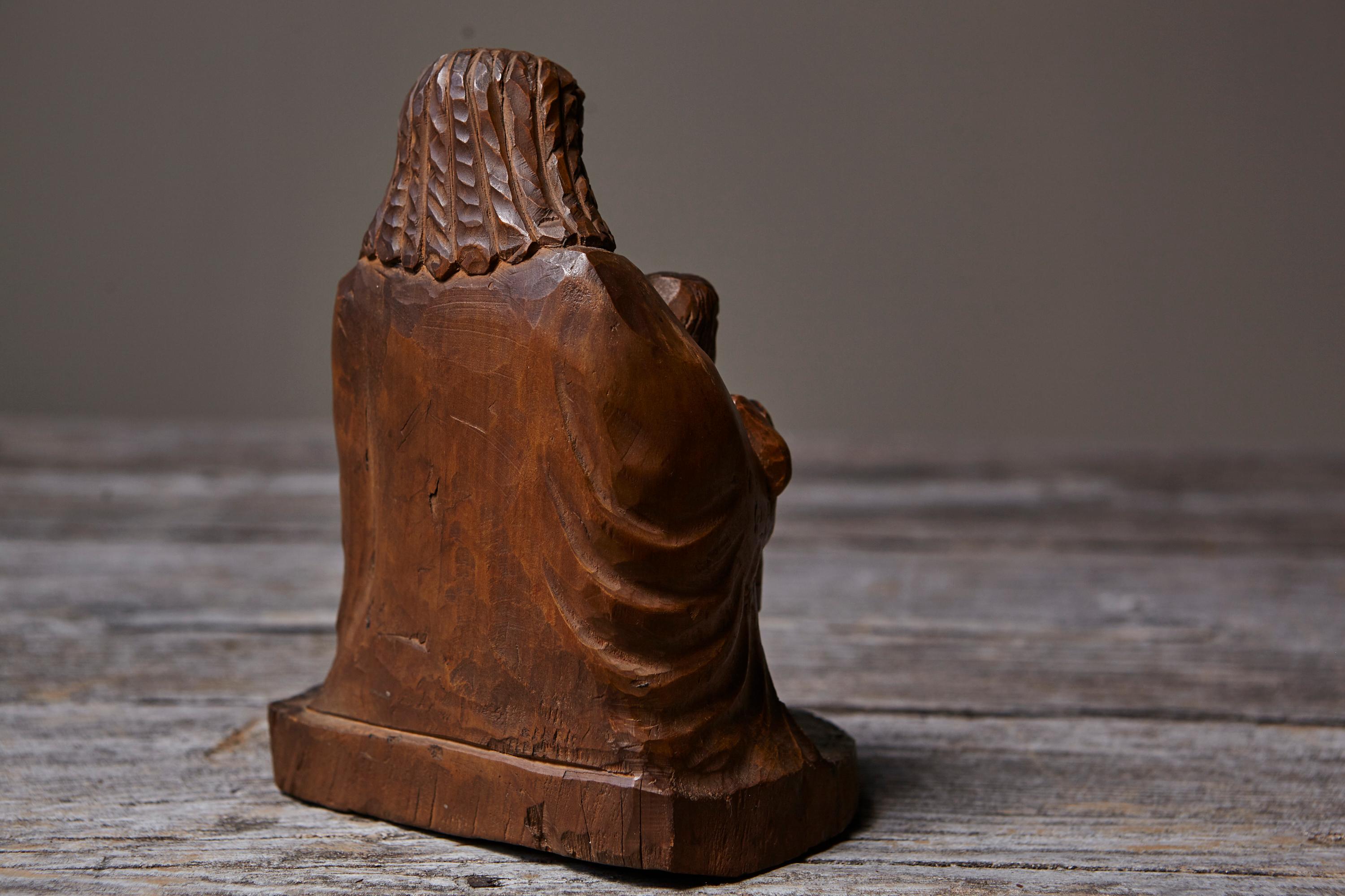 Bois Werner Meurer Sculpture unique en Wood d'une mère et d'un Child, 1980 Pièce d'exposition en vente