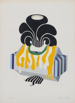 „Balance“, signierter surrealistischer Siebdruck von Werner Pfeiffer