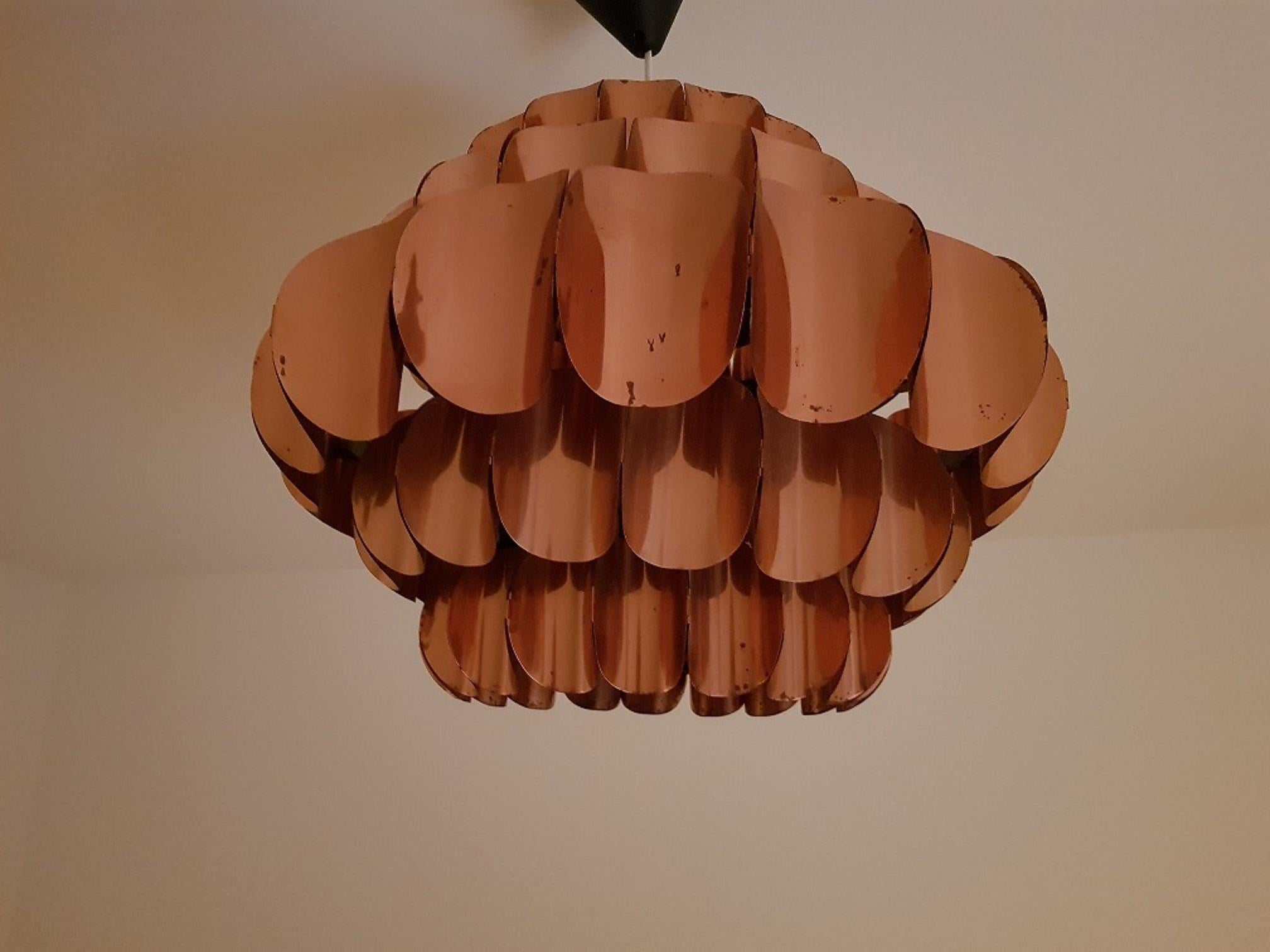 Werner Schou Copper Ceiling Lamp 1970s for Coronell Elektro, Denmark im Zustand „Relativ gut“ im Angebot in Limhamn, SE