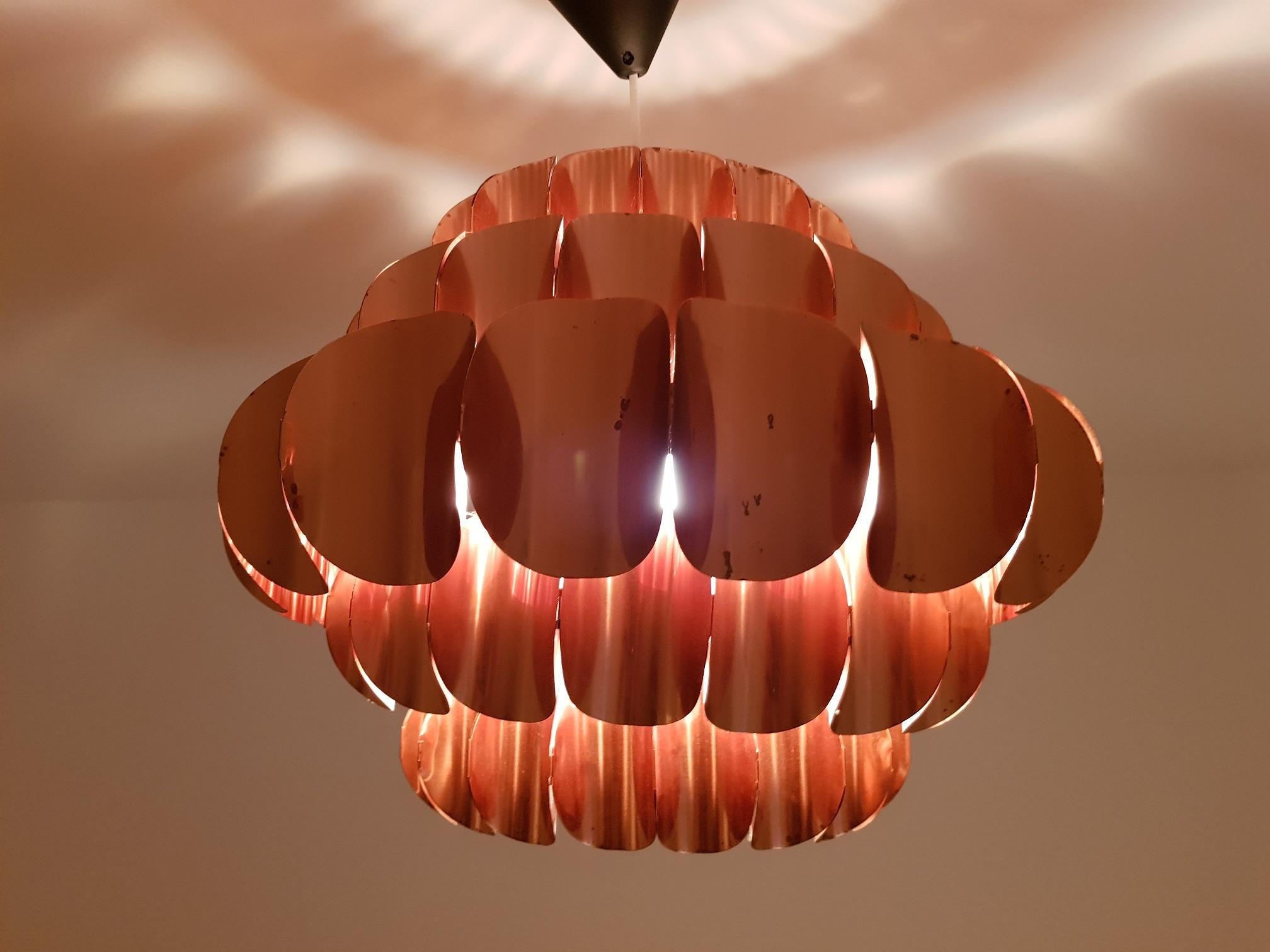 Werner Schou Copper Ceiling Lamp 1970s for Coronell Elektro, Denmark (Kupfer) im Angebot