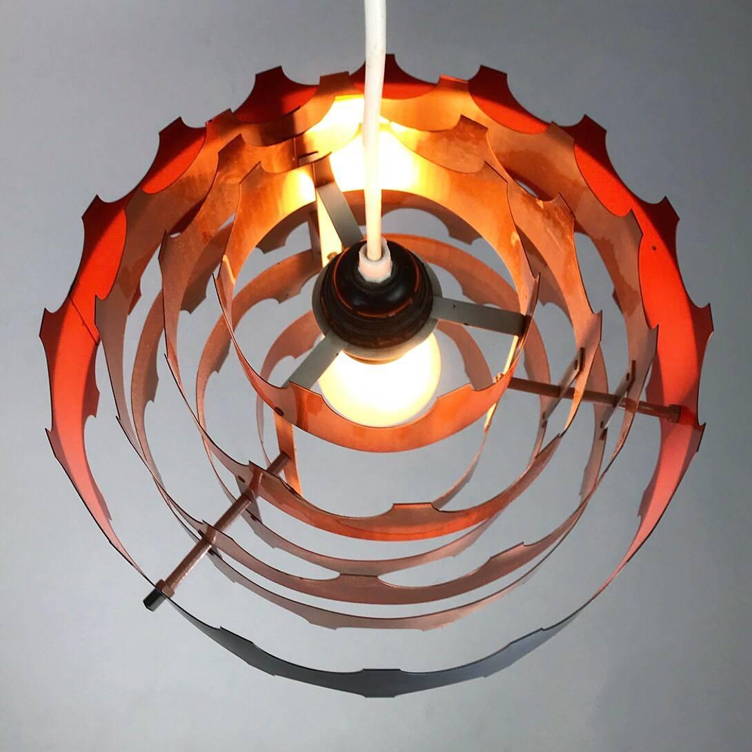 Danish Werner Schou Copper Ceiling Light by Coronell, Denmark, 1960s