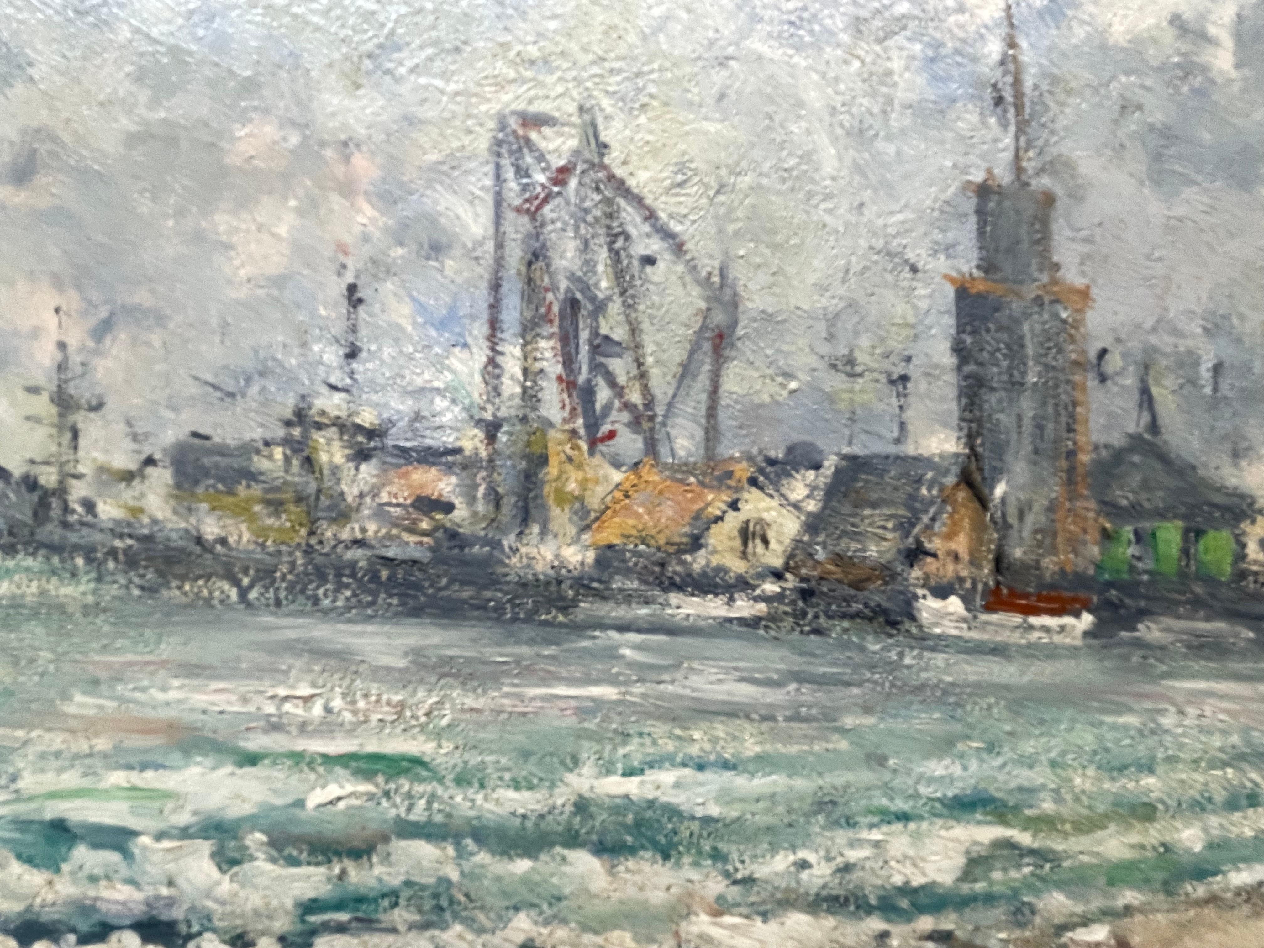 Muelle de Santa Barbra - Landscape Painting Marrón de Werner Seeholzer