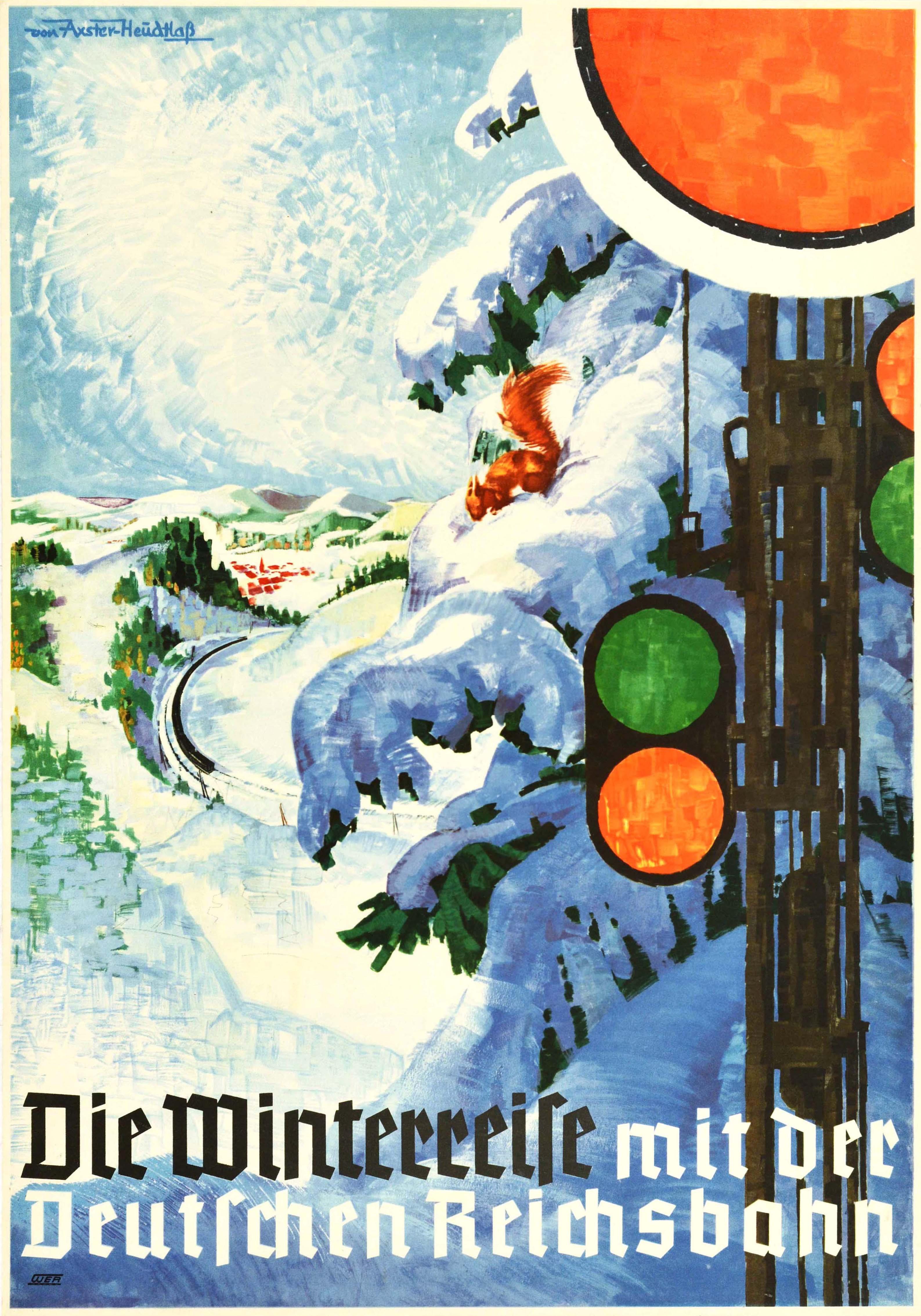 Werner Von Axster-Heudtlass Print - Original Vintage Poster Deutsche Reichsbahn German Railway Winter Train Travel