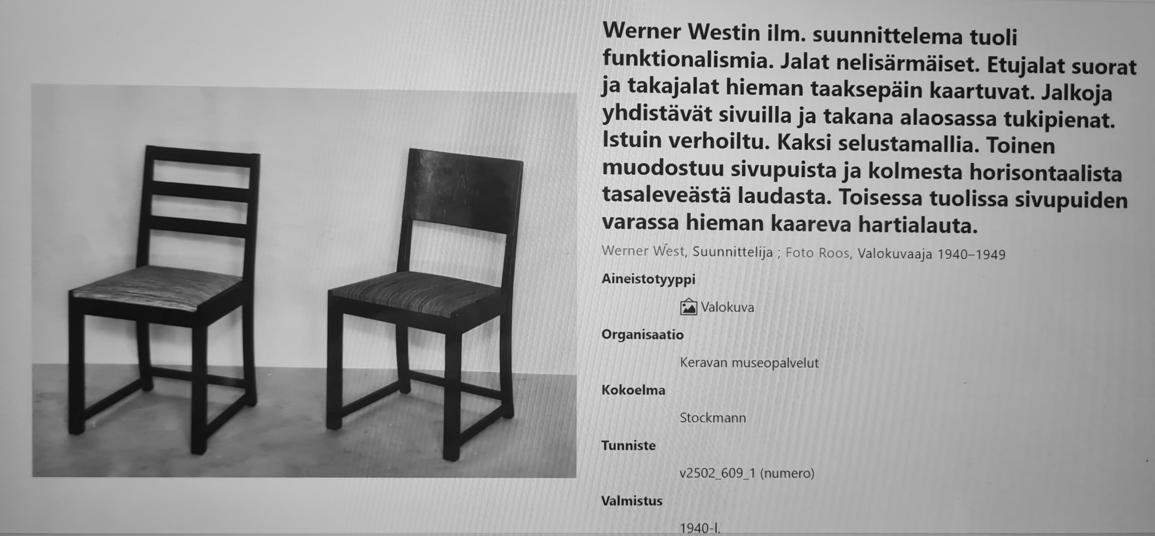 Sedia a piramide Werner West 5525, oggetto da collezione, Keravan Puusepäntehdas 1940s in vendita 5