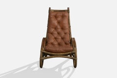 Werther Toffoloni, Lounge Chair, Bamboo, Rattan, Leather, Italy, 1960s