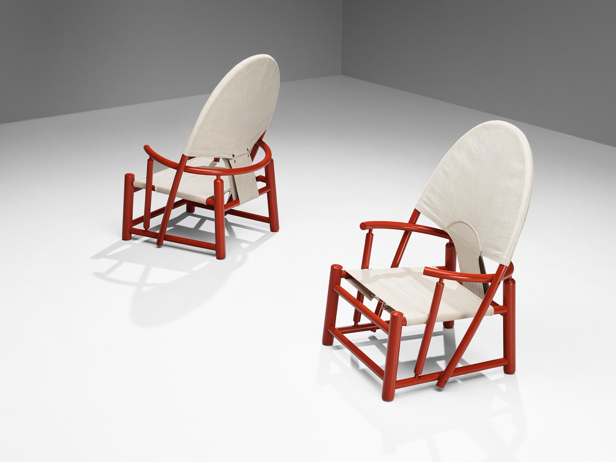 Werther Toffoloni & Piero Palange Pair of ‘Hoop’ Red Chairs in Canvas  For Sale 3