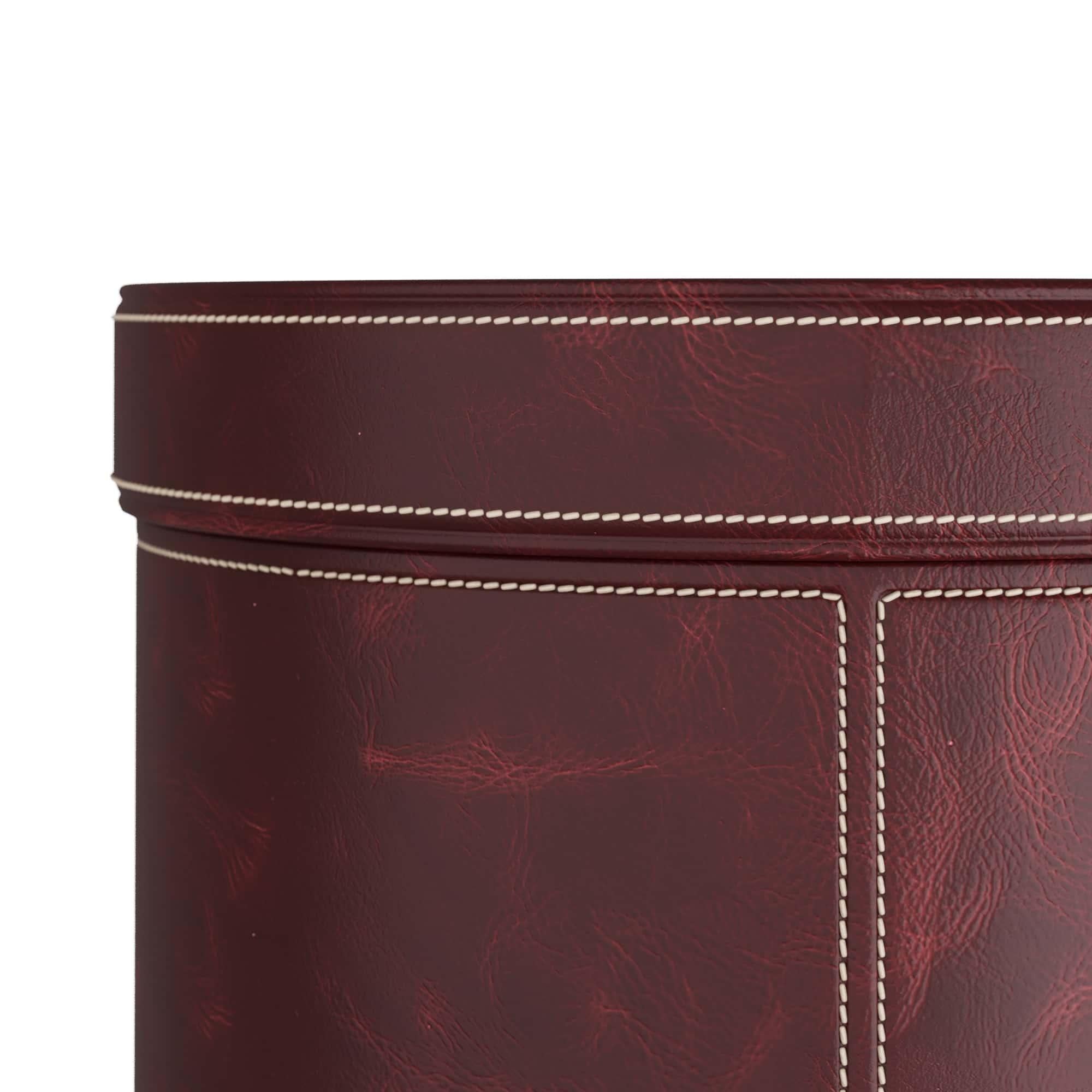 Wes Akzenttisch FAI05  - Merlot-Leder und antikes Messing im Angebot 1