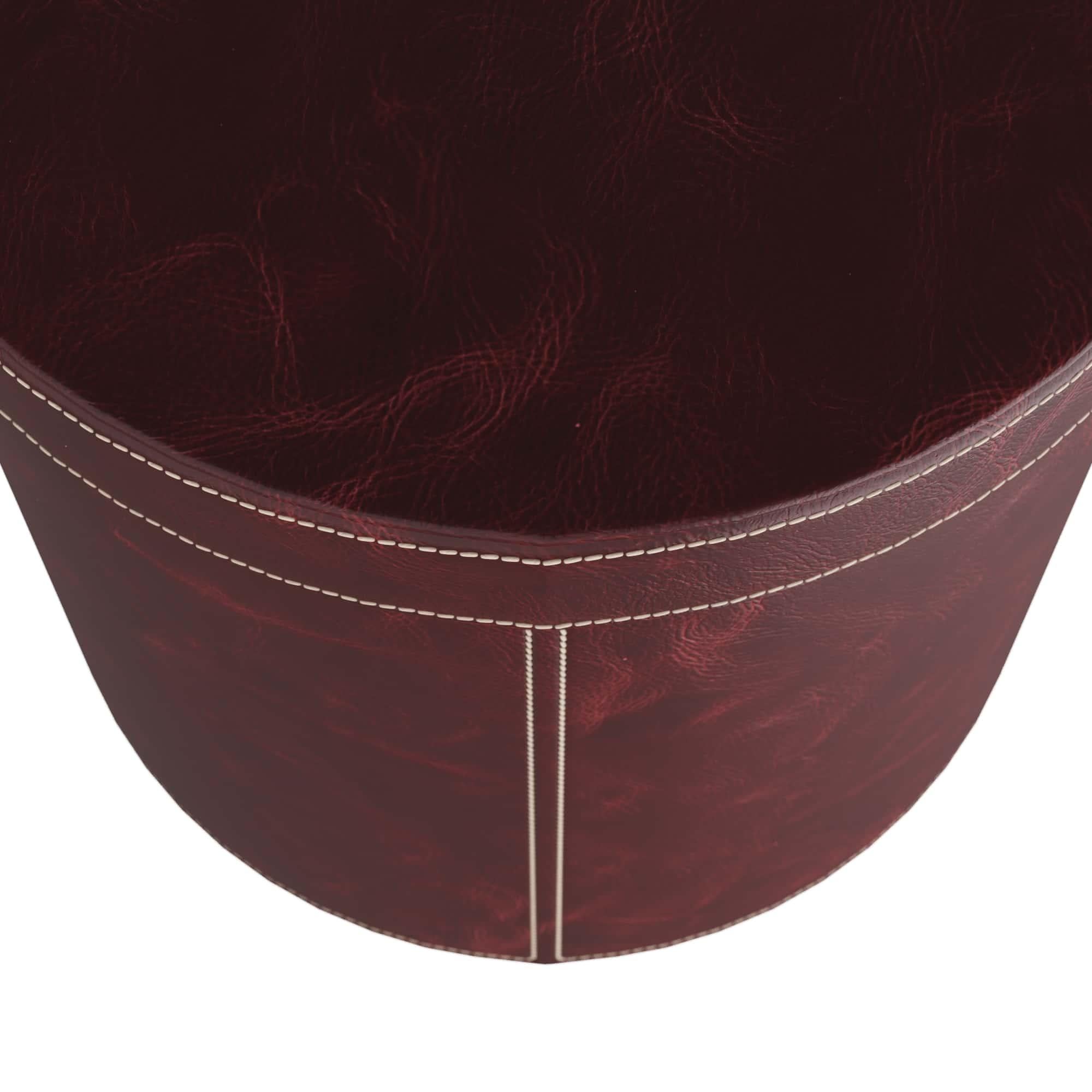 Wes Akzenttisch FAI05  - Merlot-Leder und antikes Messing im Angebot 2