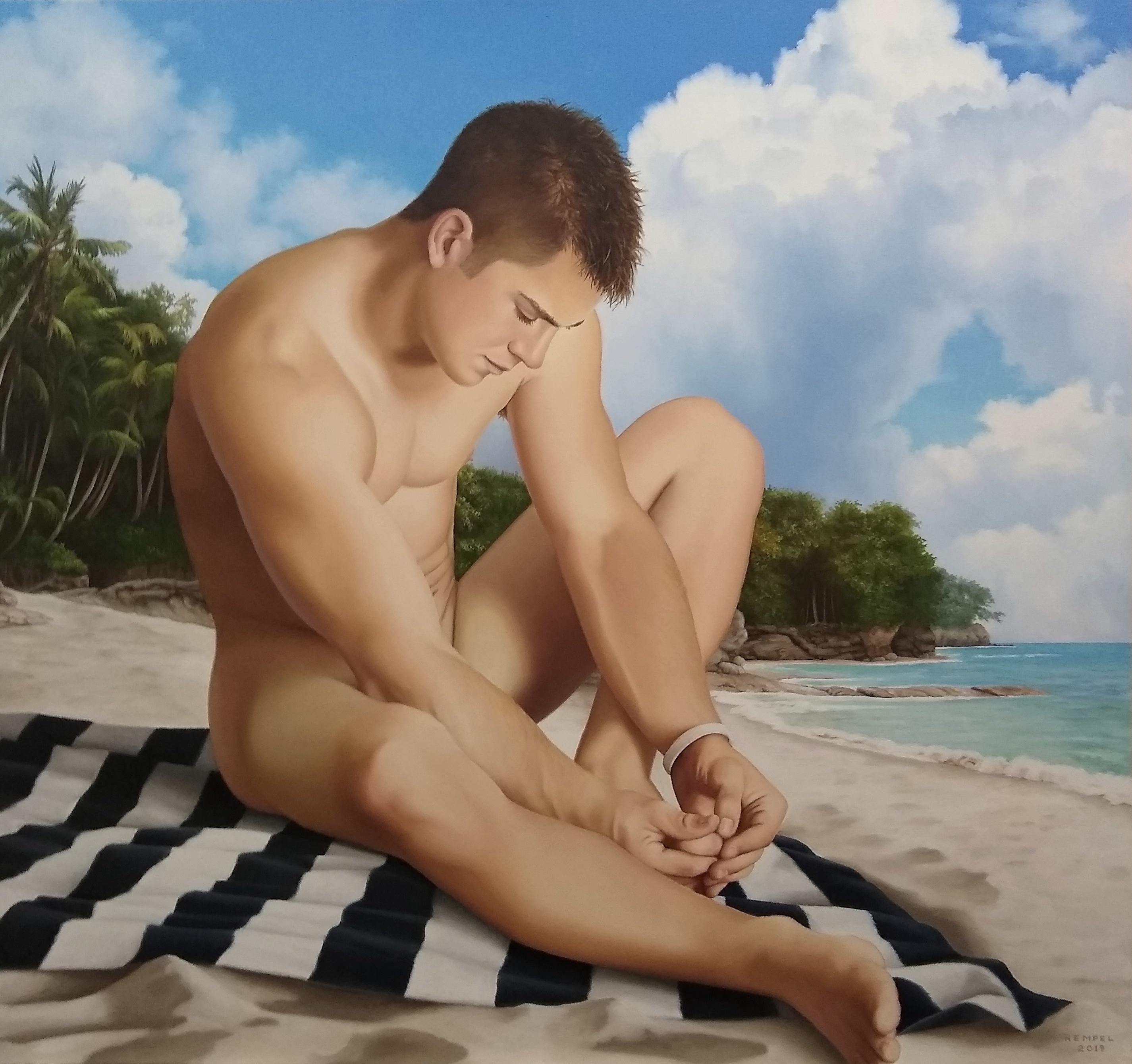 Figurative Painting di Wes Hempel - Isola privata, bagno di metà giornata