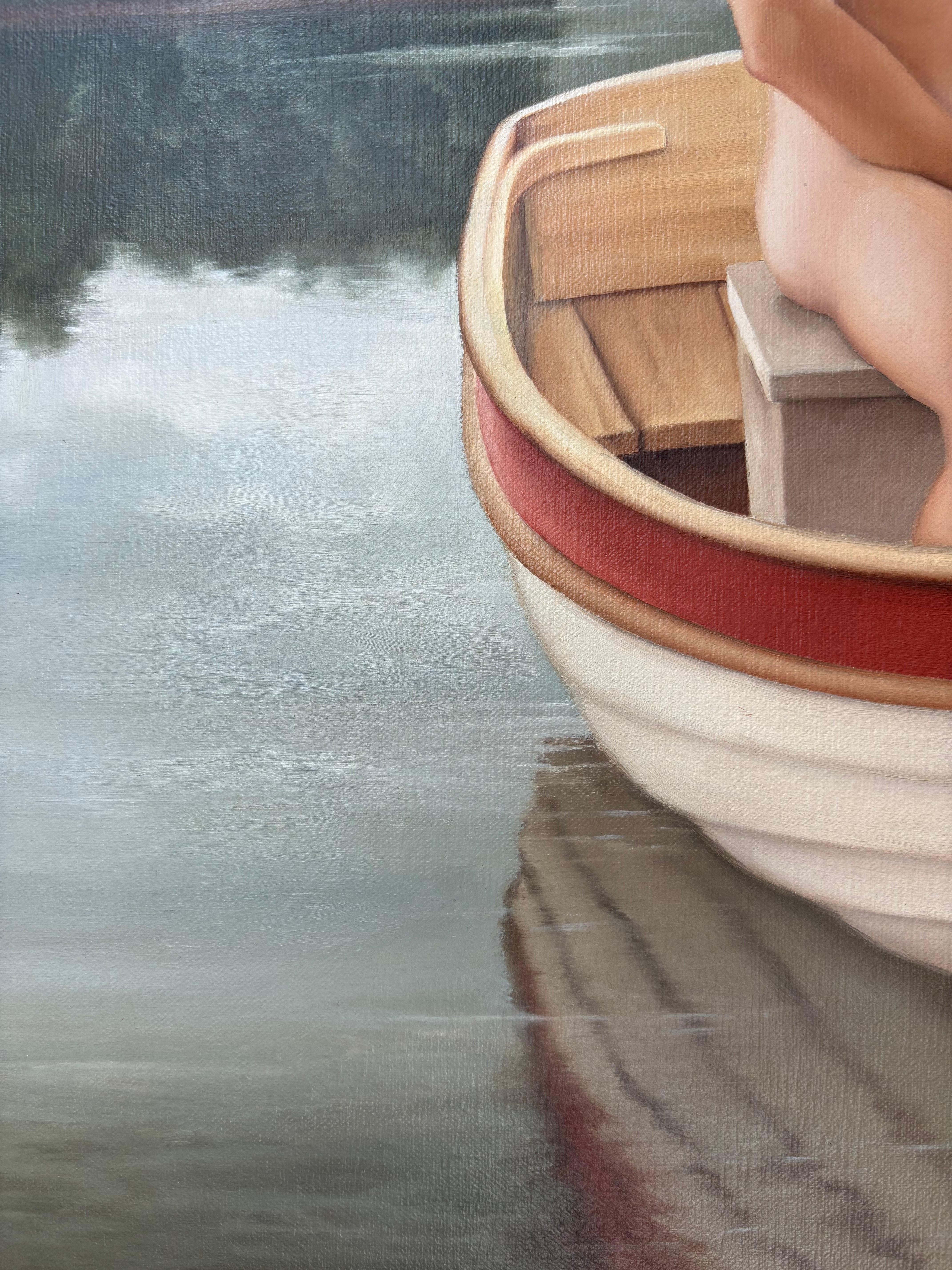 The Lost Oar - Gray Landscape Painting by Wes Hempel