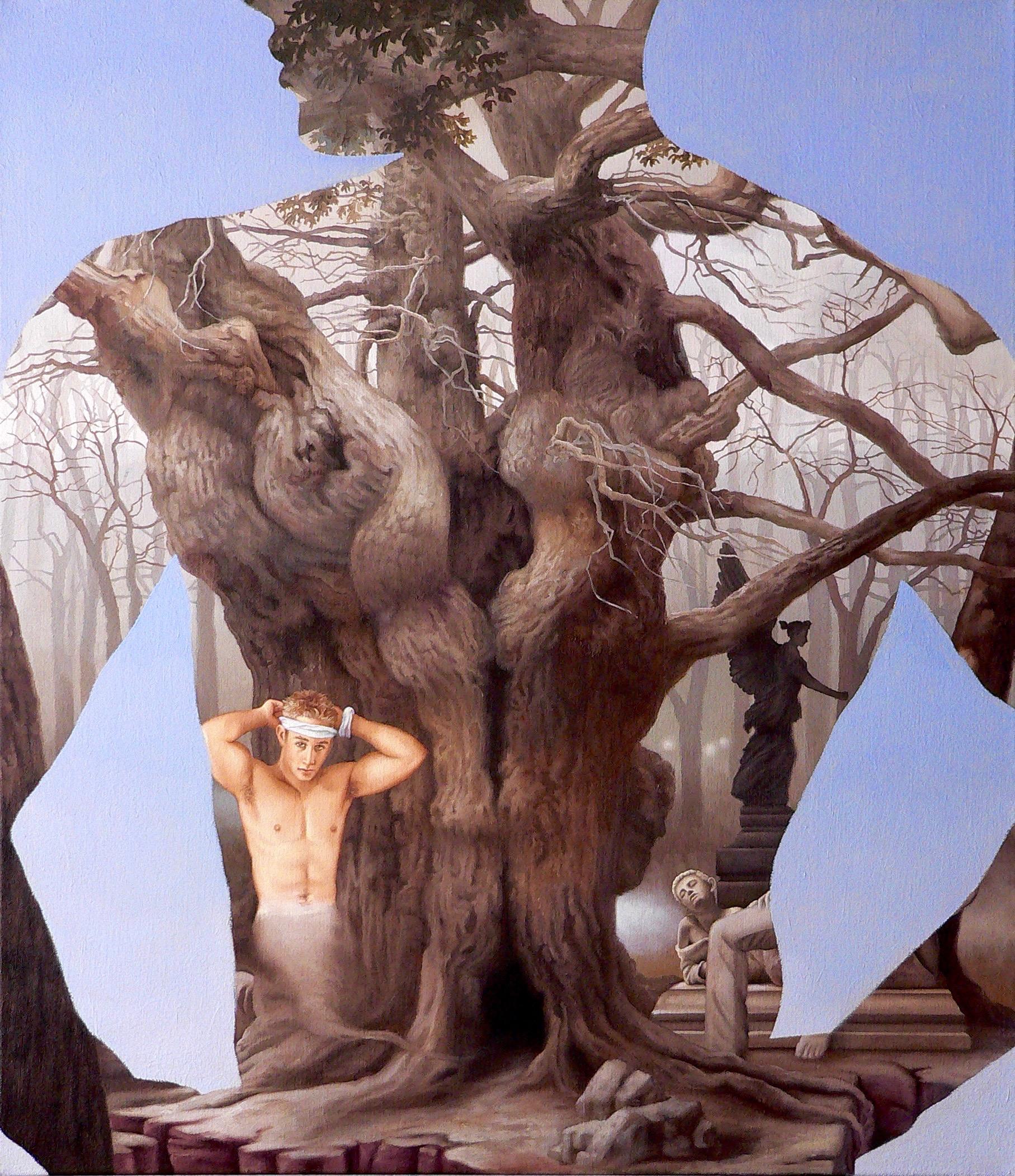 Figurative Painting Wes Hempel - Tattoo d'arbre, non encadré
