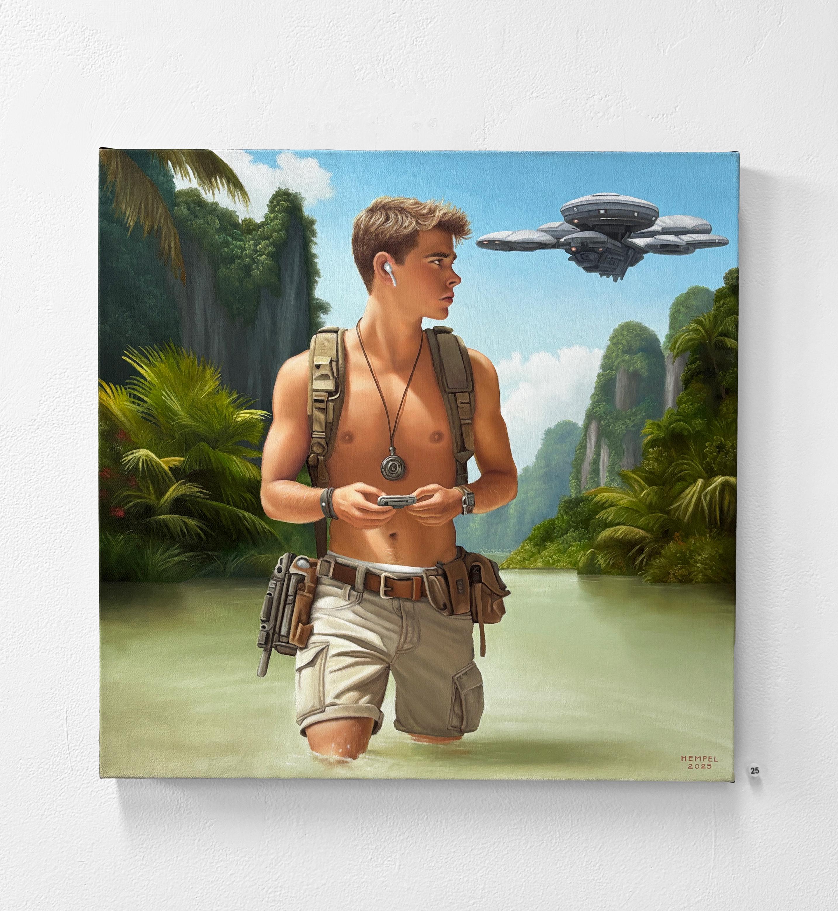 Untitled Film Still (Green Lagoon) - Painting by Wes Hempel
