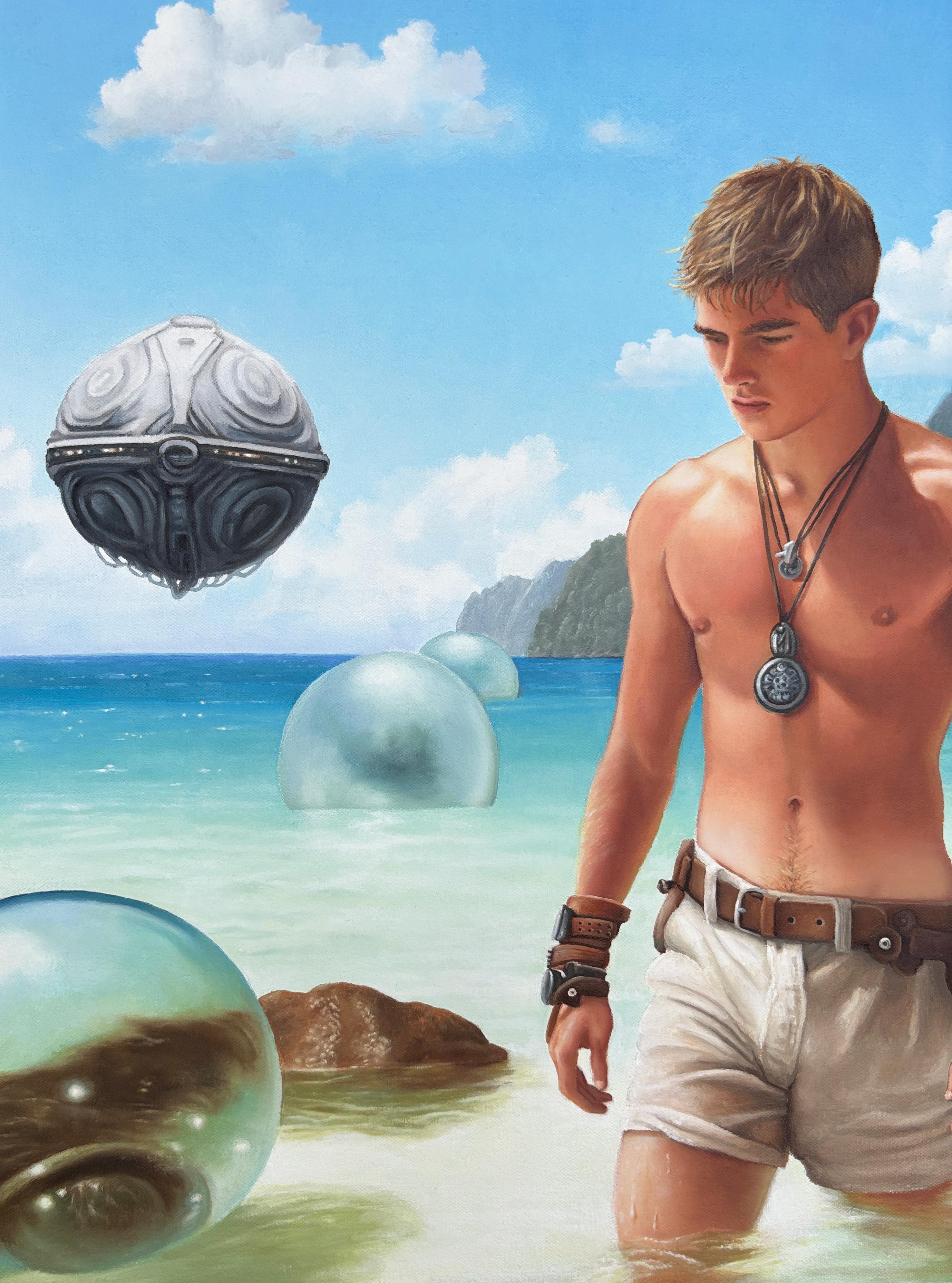 Untitled Film Still (Spheres) - Blue Landscape Painting by Wes Hempel