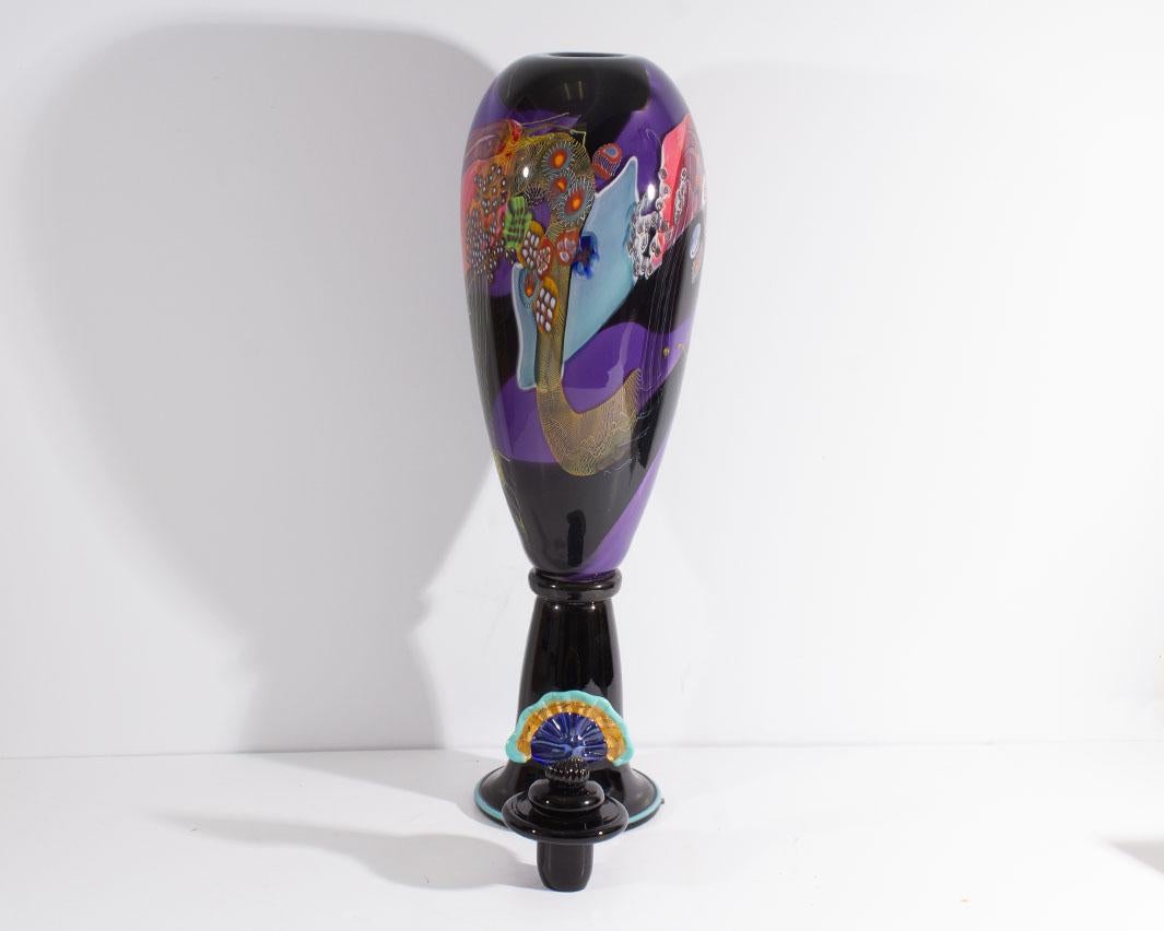 Moderne Carafe Wes Hunting signée Colorfield Art Glass en vente