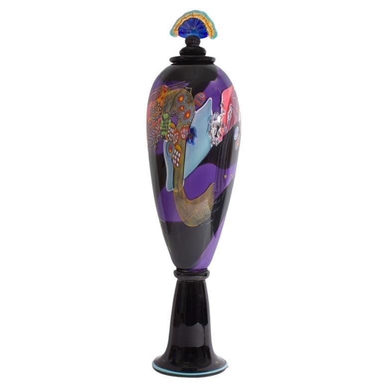 Wes Hunting Signed “Colorfield” Art Glass Decanter For Sale