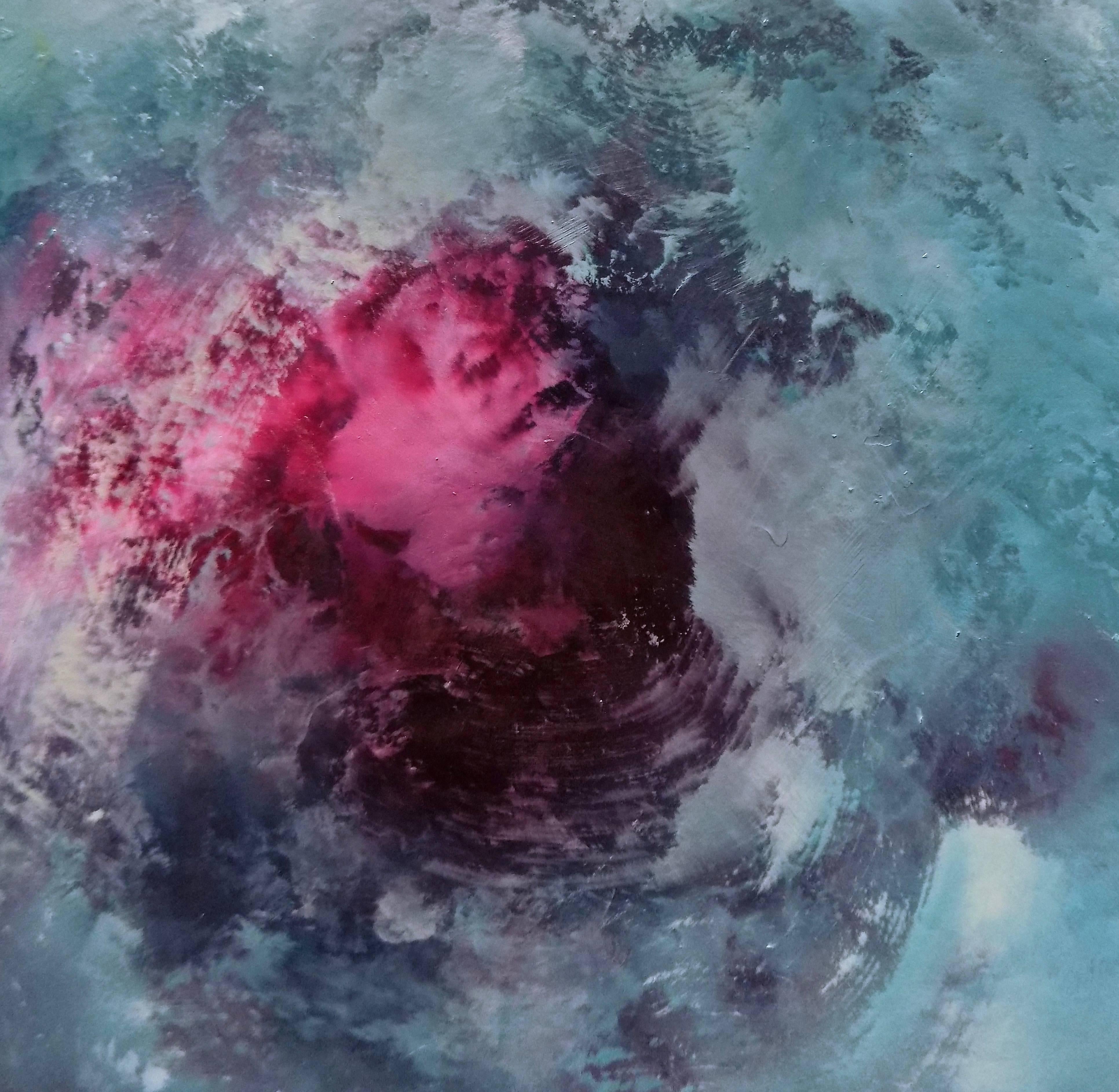 Venti di Mandalay, Pittura ad olio astratta - Abstract Painting Blu di Wes Sumrall