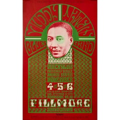 Affiche psychédélique originale de 1966 par  Band Wes Wilson Muddy Waters Blues