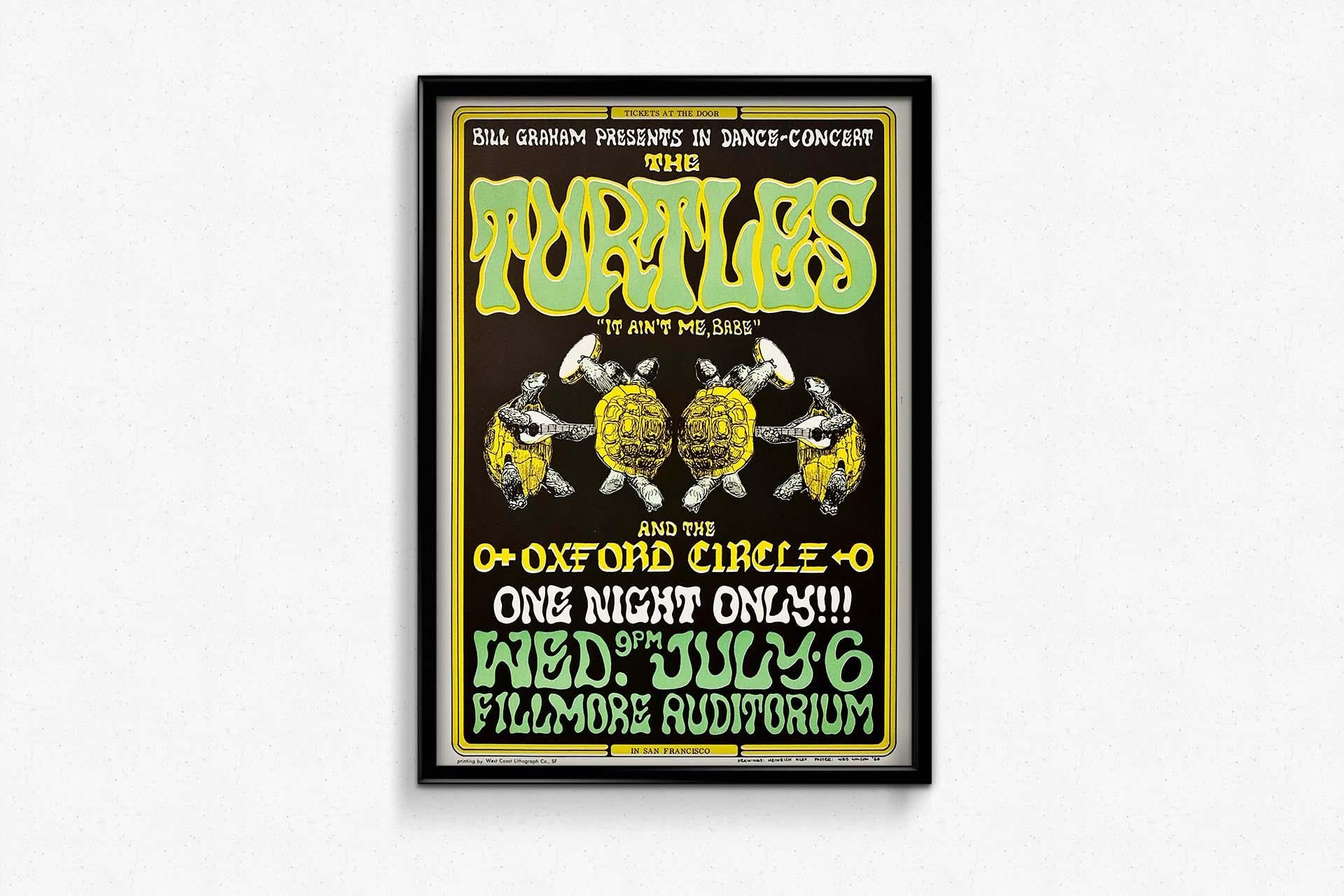 Original poster in 1966 for the concert of The turtles and the Oxford Circle For Sale 2