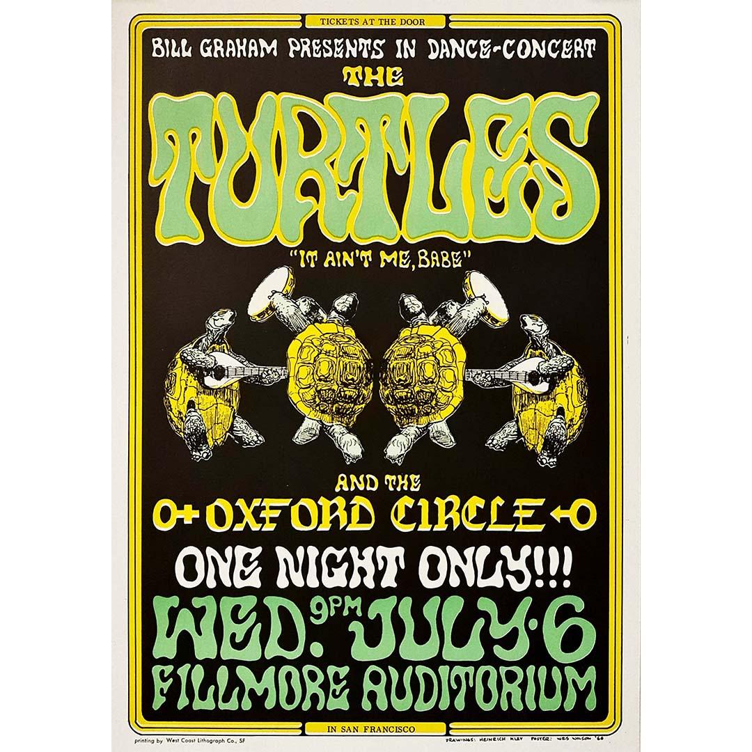 Originalplakat aus dem Jahr 1966 für das Konzert der Schildkröten und des Oxford Circle – Print von Wes Wilson